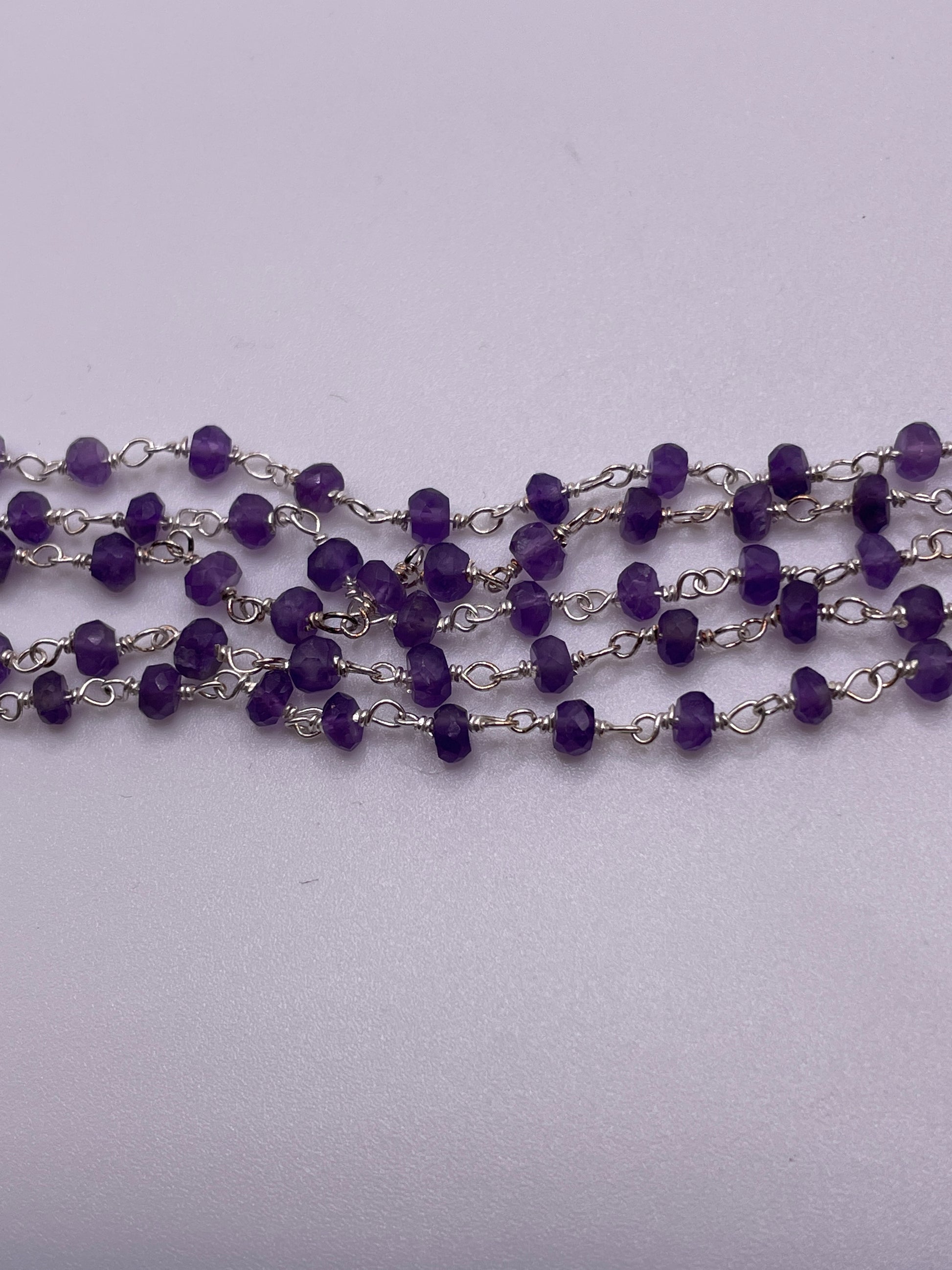 4mm Amethyst Silver Plated Chain Sold By The Foot.