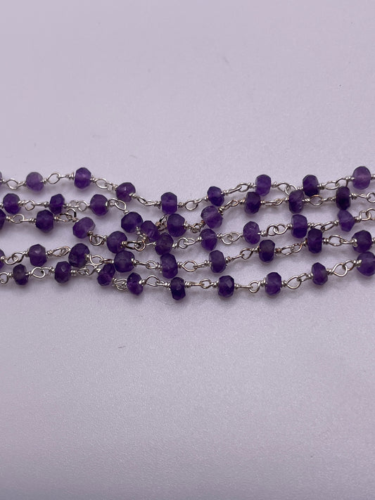 4mm Amethyst Silver Plated Chain Sold By The Foot.