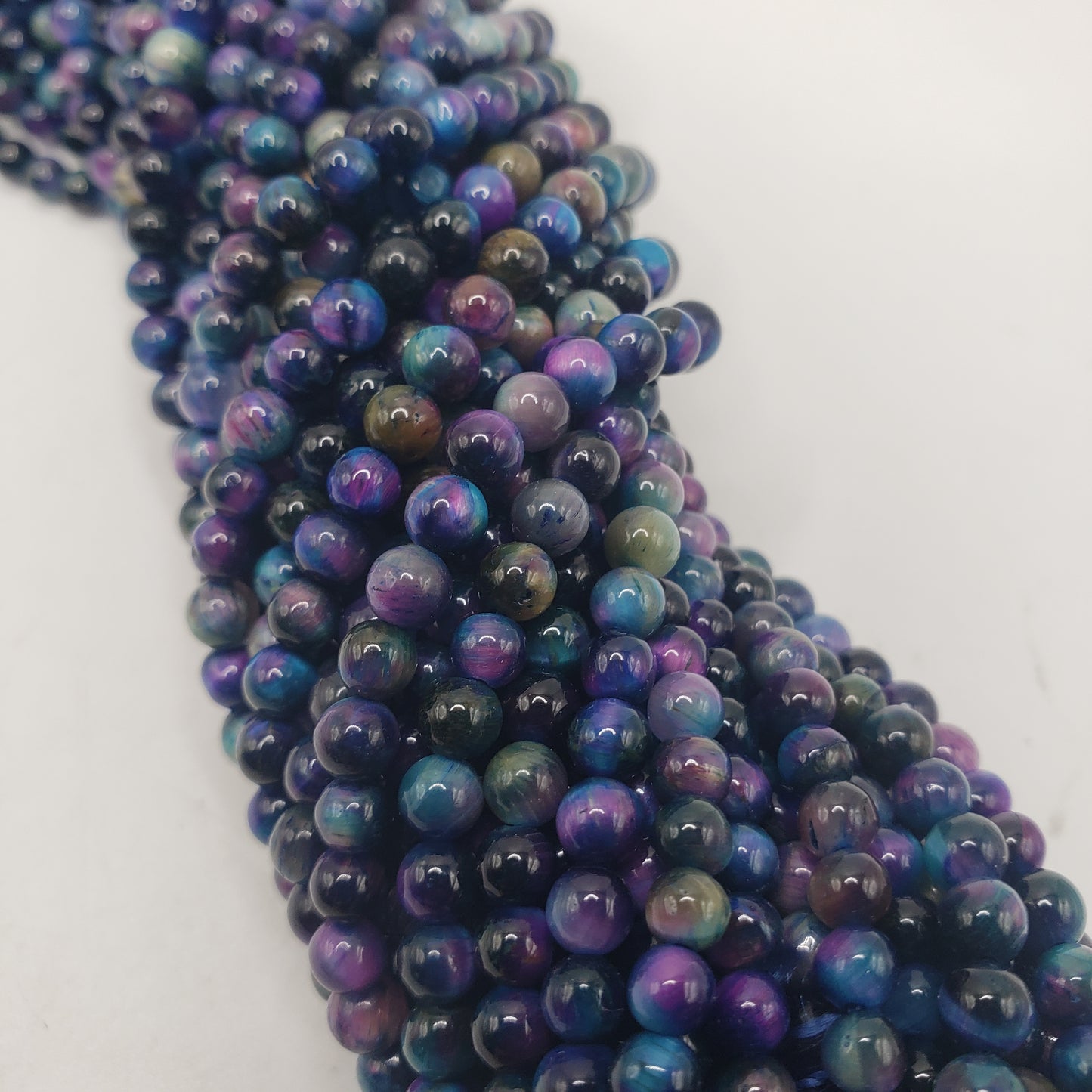 4mm Blue Galaxy Tiger Eye Dyed.
