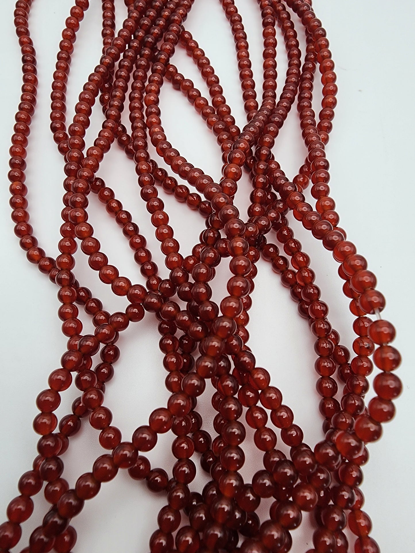 4mm Carnelian Round Bead Strand.