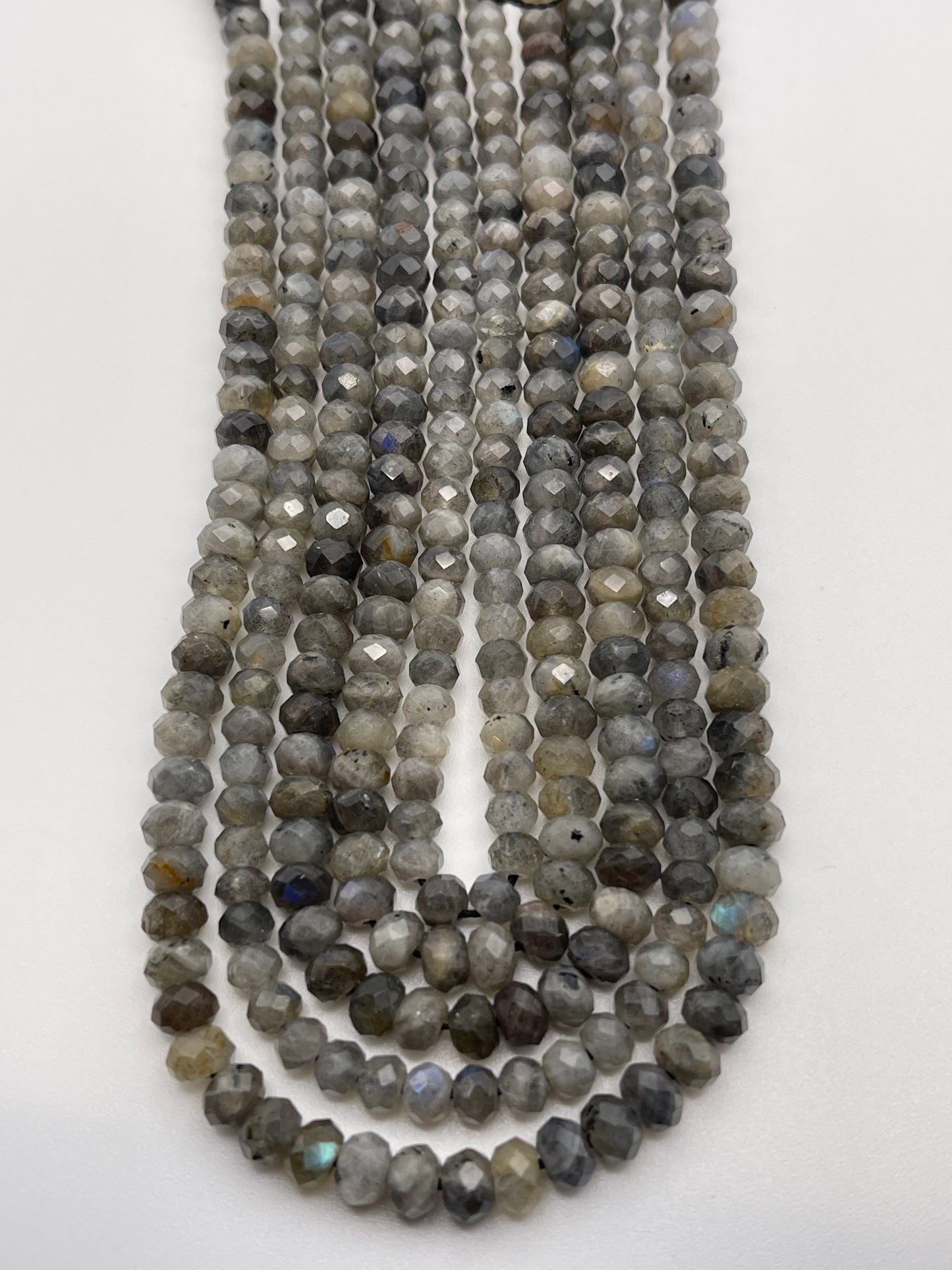 4mm Faceted Labradorite Bead Strand.