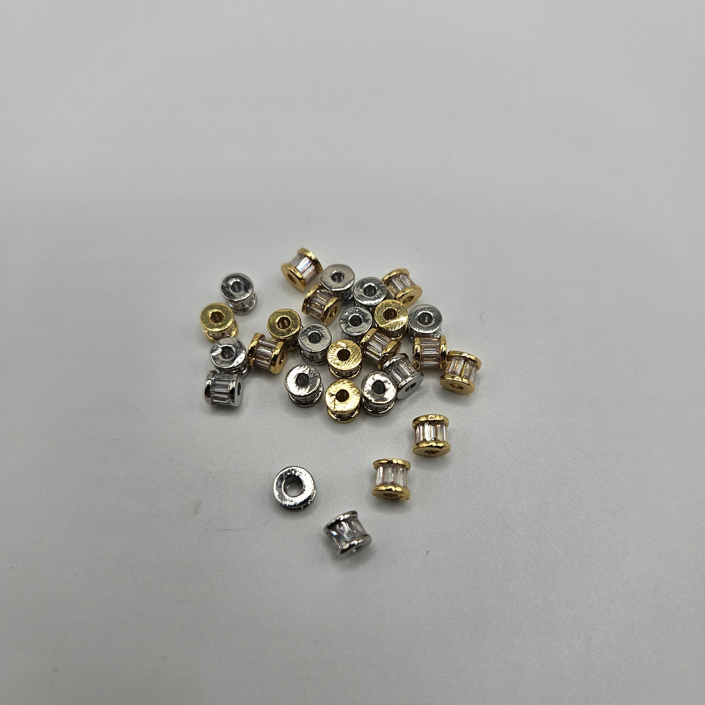 4mm Gold Plated Rhinestone Tube Bead.