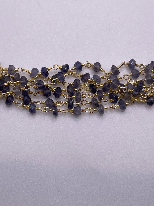 4mm Iolite Gold Plated Chain Per Foot.