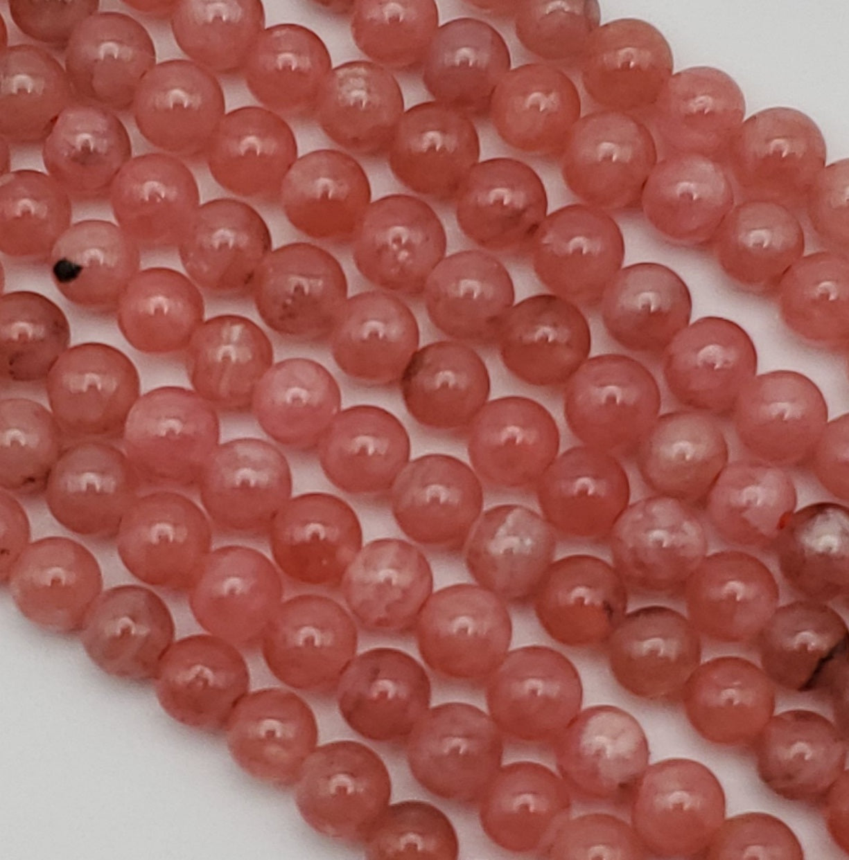 4mm Rhodochrosite Round Bead Strand.