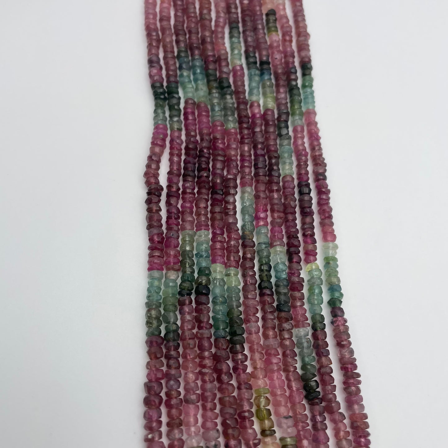 4mm Tourmaline Rondelle Faceted Bead Strand.