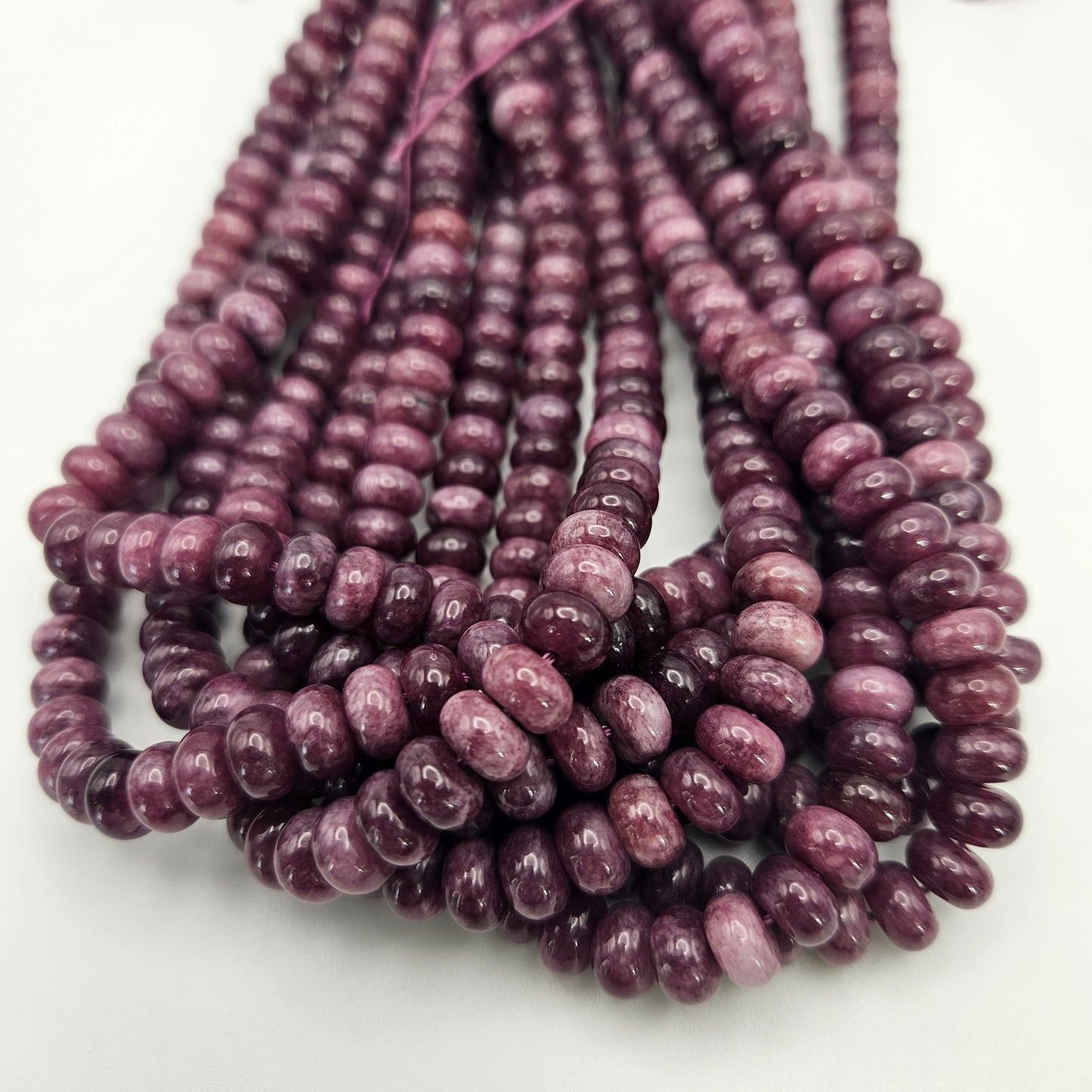 5-8mm Purple Jade Dyed Rondelle Bead Strand.