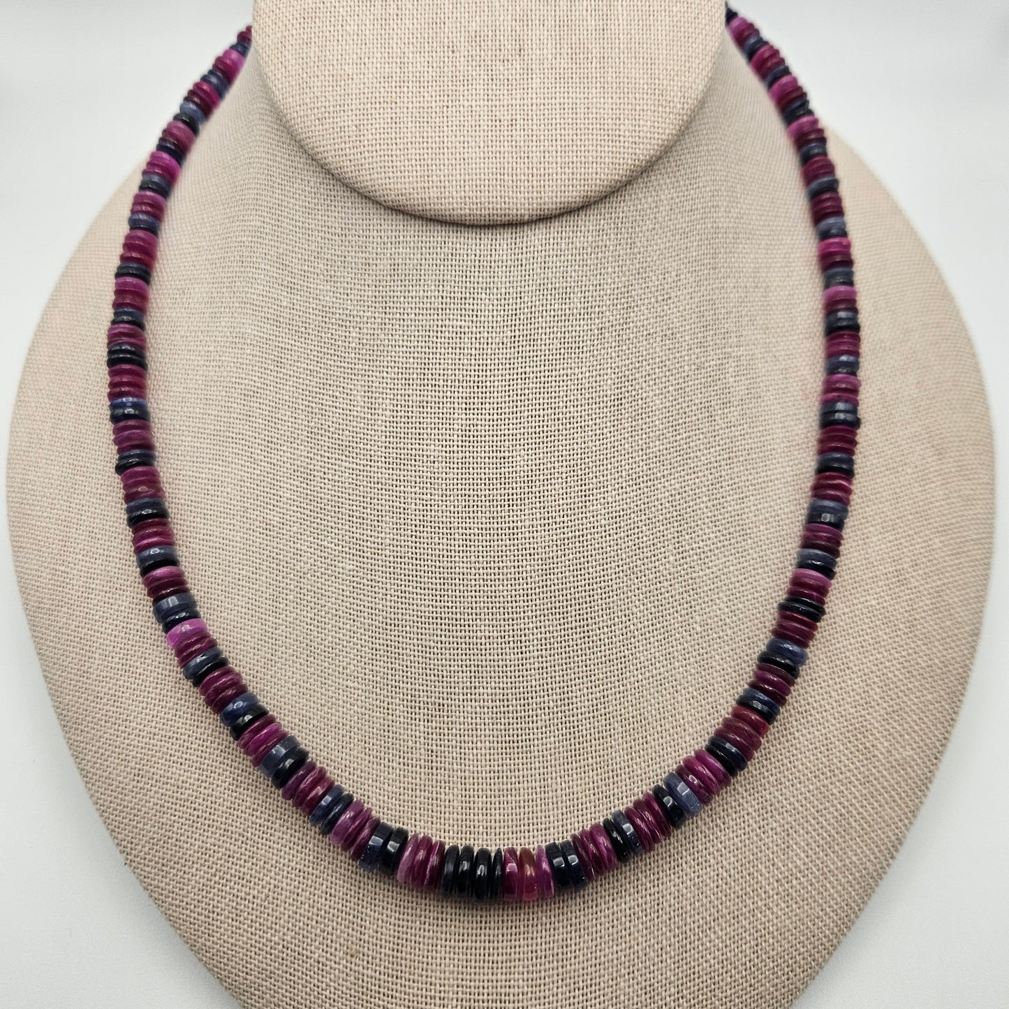 5mm-8mm Ruby Sapphire Heishi Bead Strand.