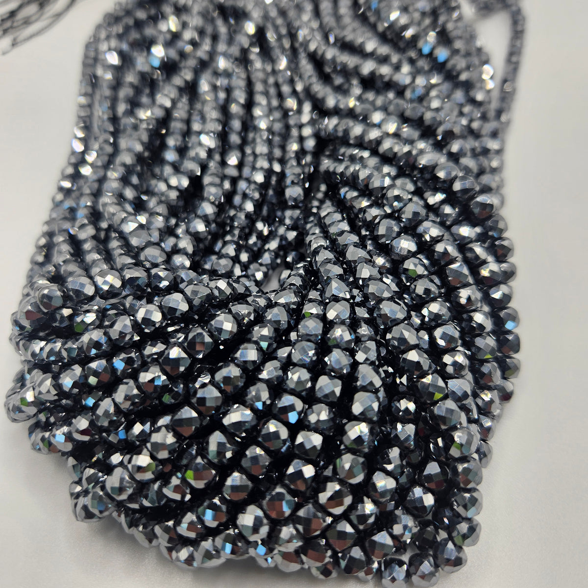5mm Faceted Hematite Cube Bead Strand.