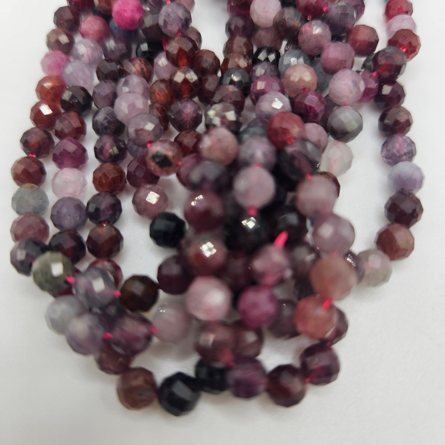 5mm Mixed Spinel Faceted Round Bead Strand.