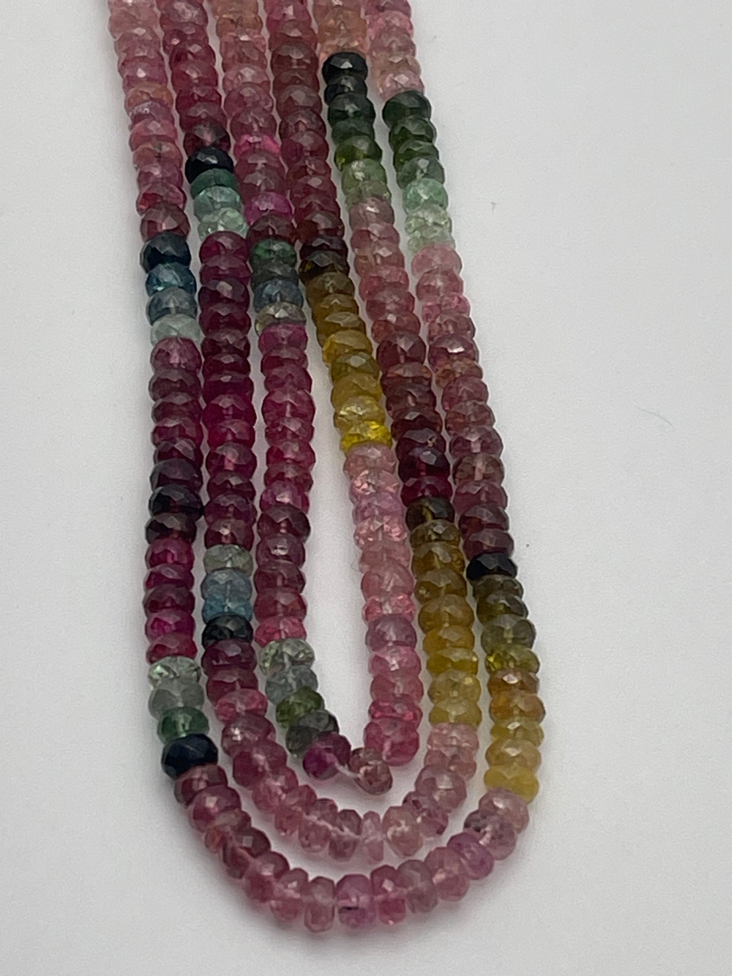 5mm Watermelon Tourmaline Faceted Rondelle AAA Bead Strand.