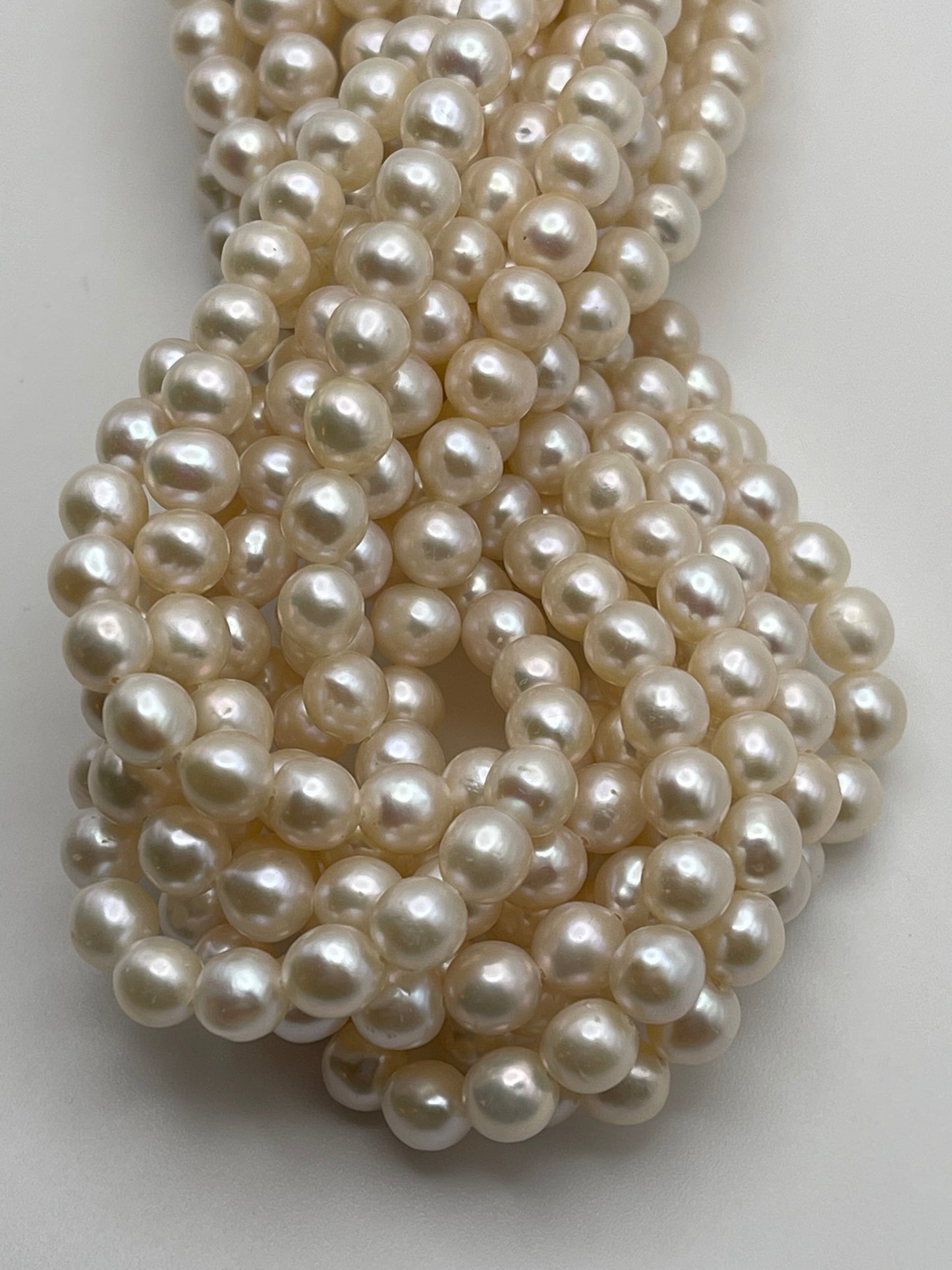 6-7mm white potato pearl Bead Strand.