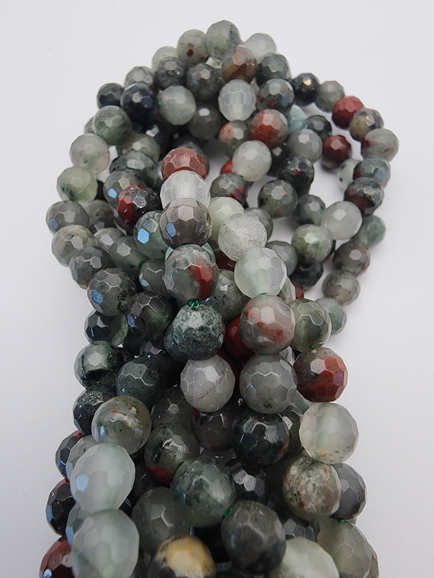 6mm African Bloodstone Faceted Bead Strand.