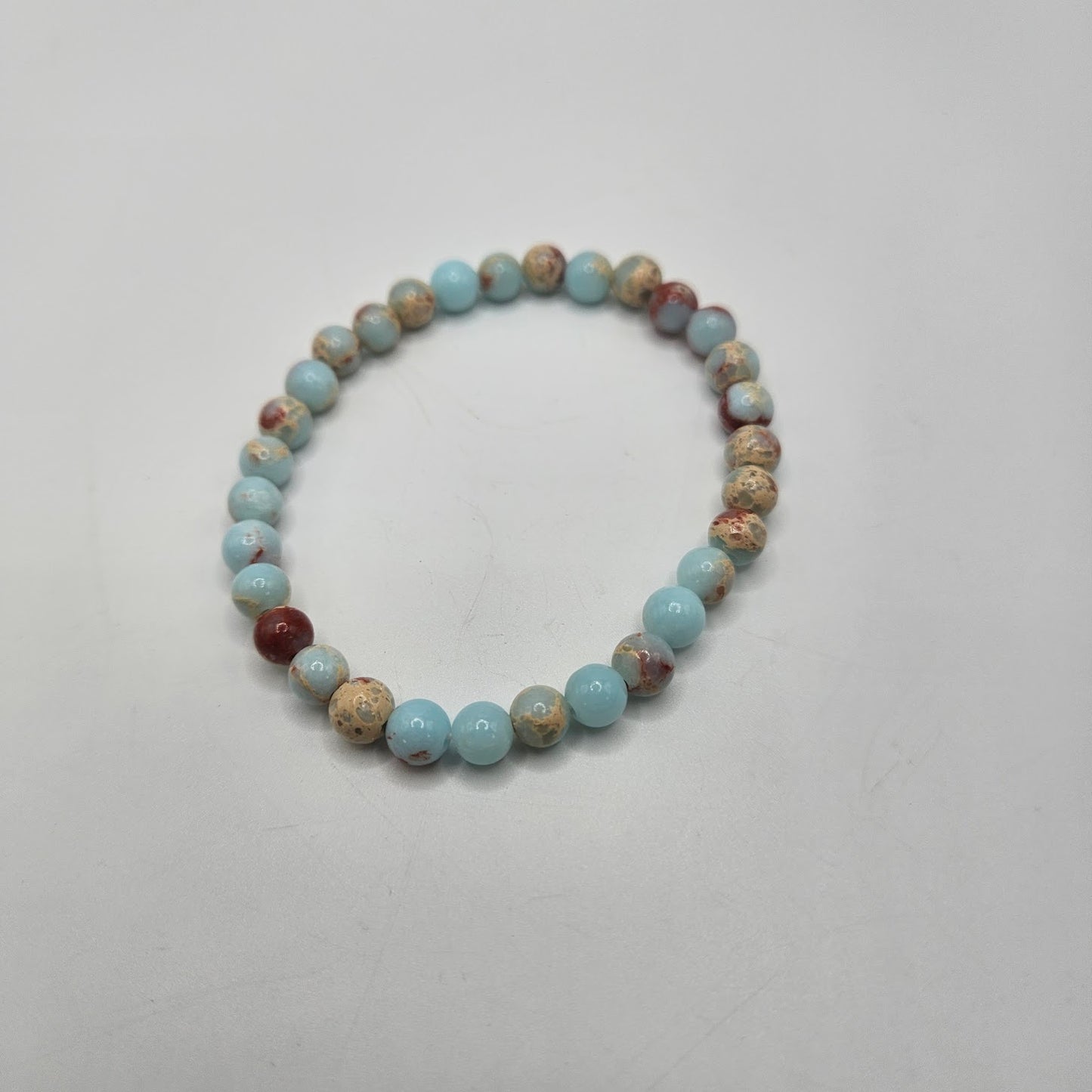 6mm Aqua Terra Jasper Stretch Bracelet.