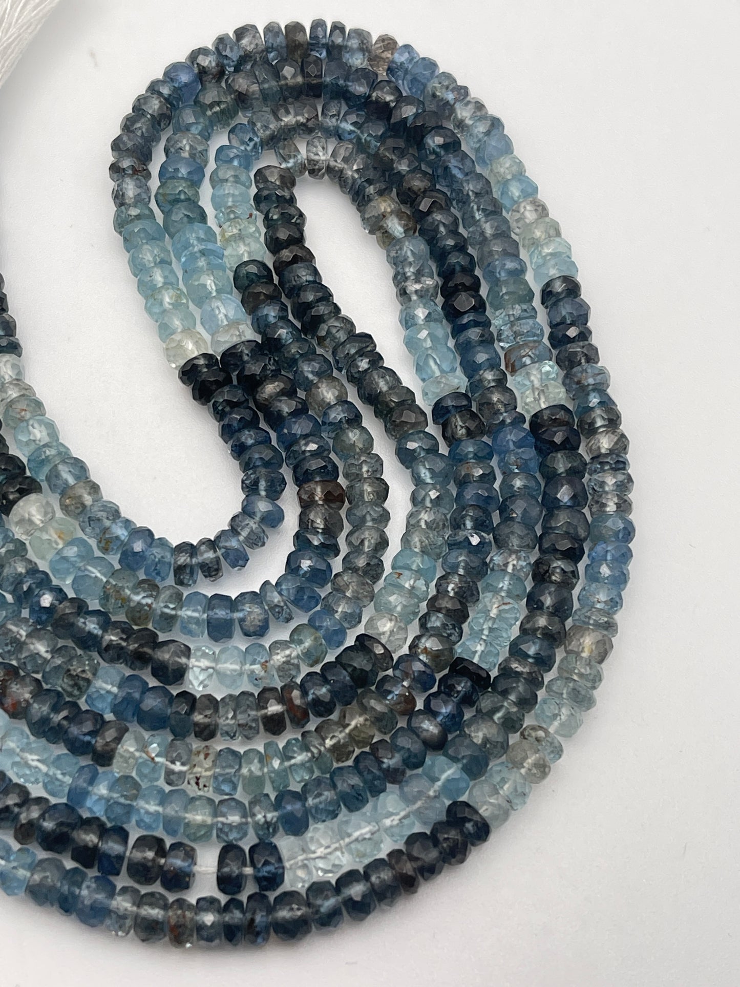 6mm Aquamarine Moss Faceted Rondell AAA Bead Strand.