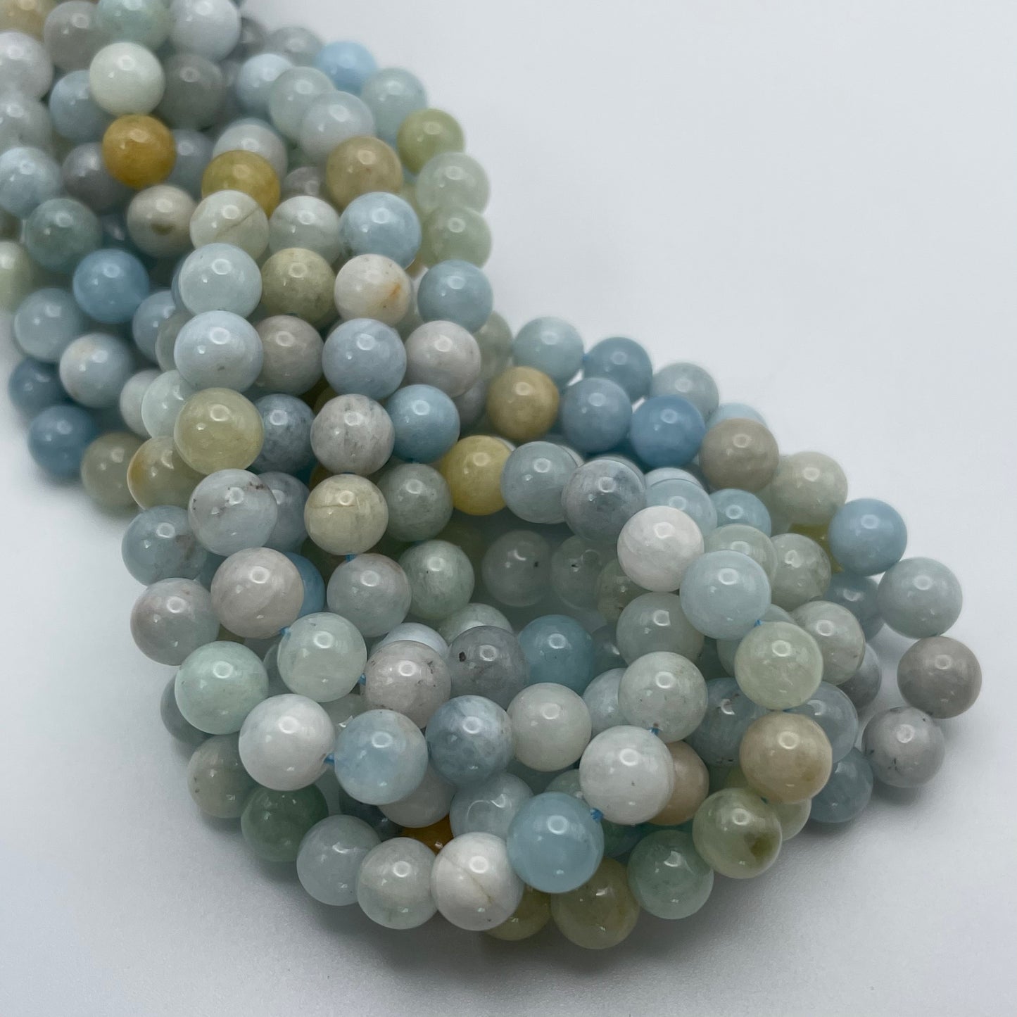 6mm Aquamarine Smooth Round Bead Strand.