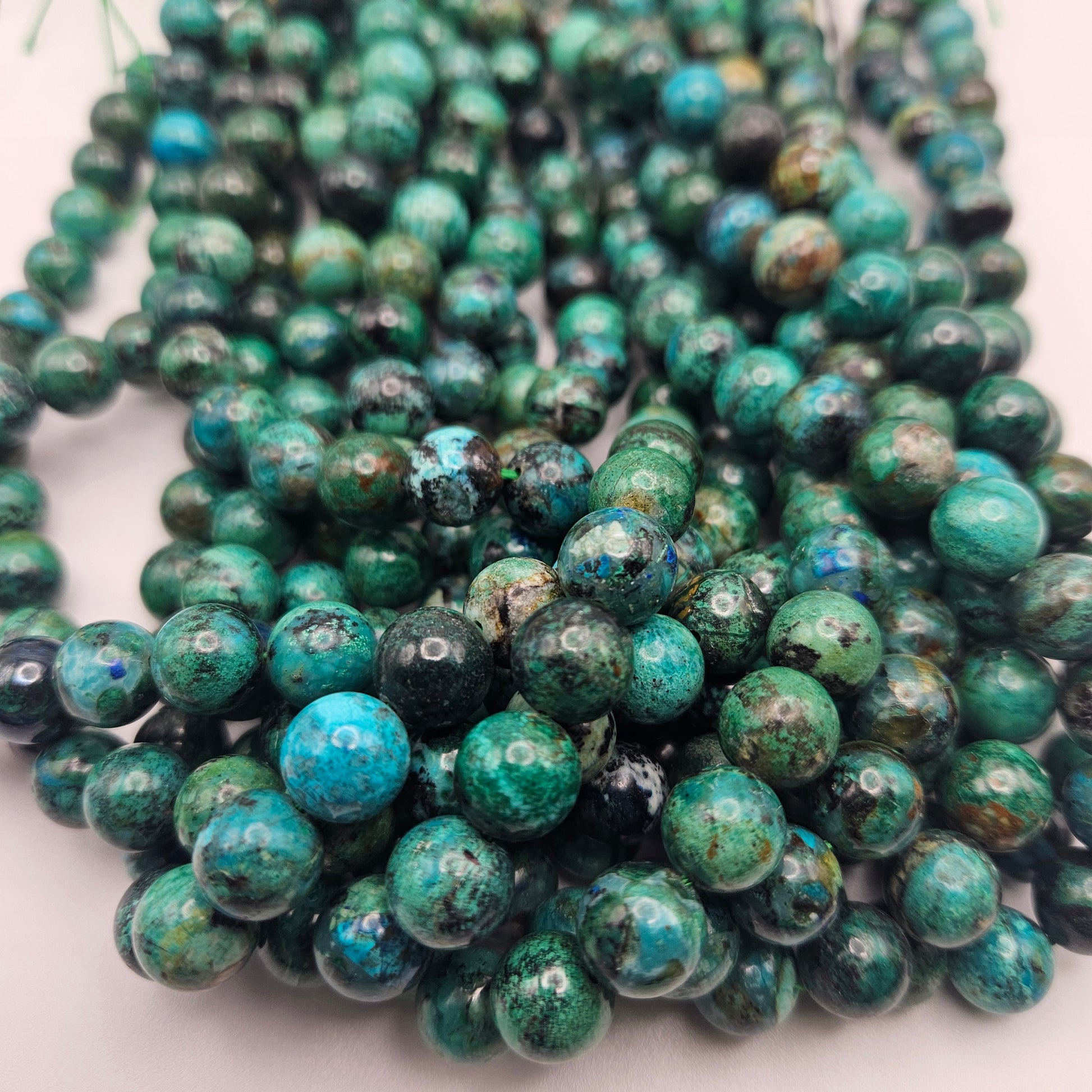 10mm Azurite Malachite Round Bead Strand.