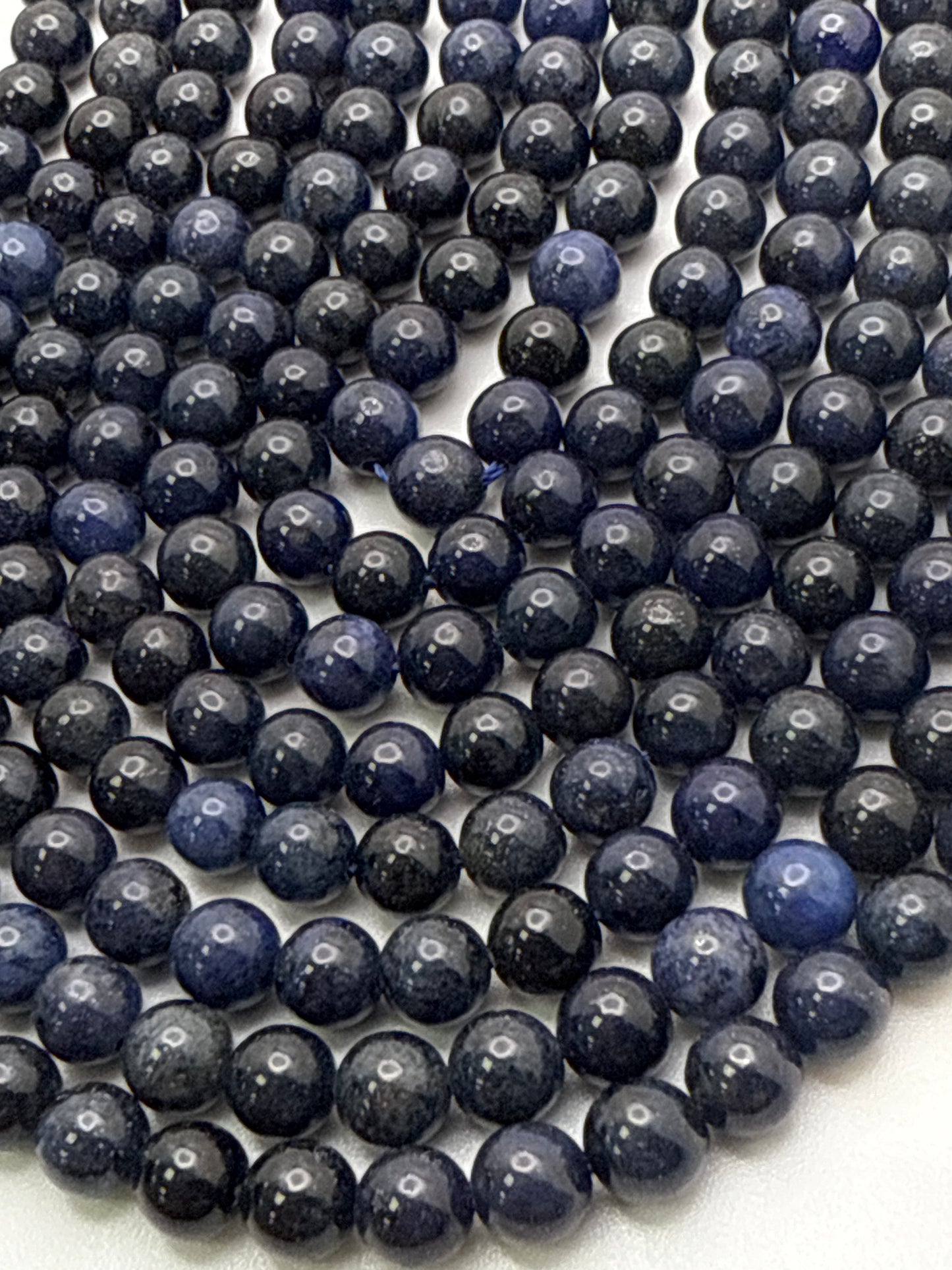 6mm Black Dumortierite Round Beads.