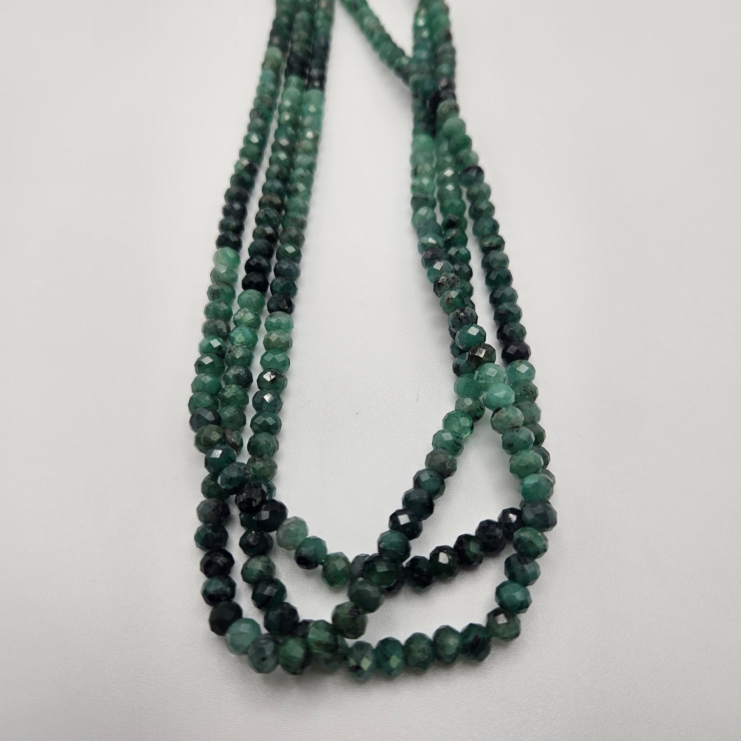 6mm Emerald Rondelle Faceted Bead Strand.