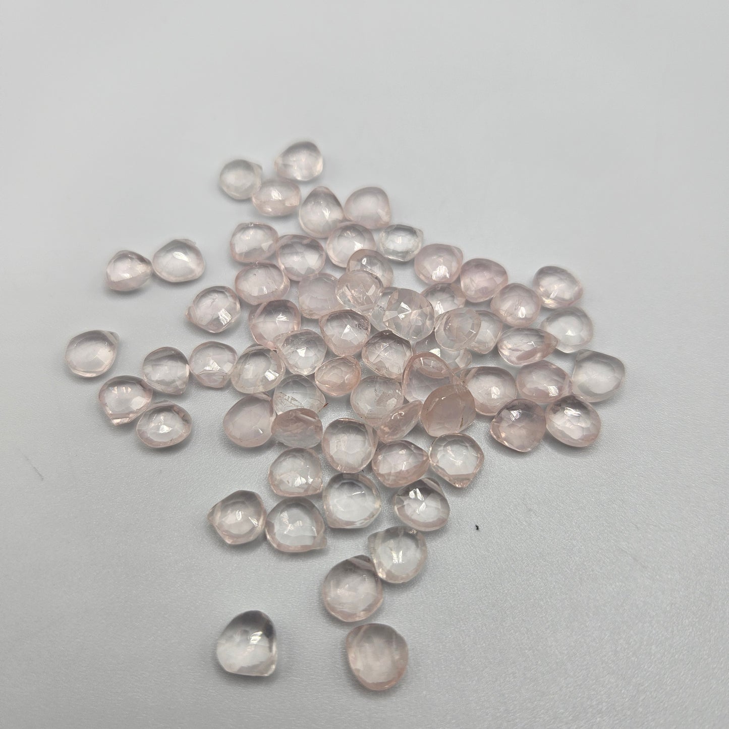 6mm faceted rose quartz top drill single bead.