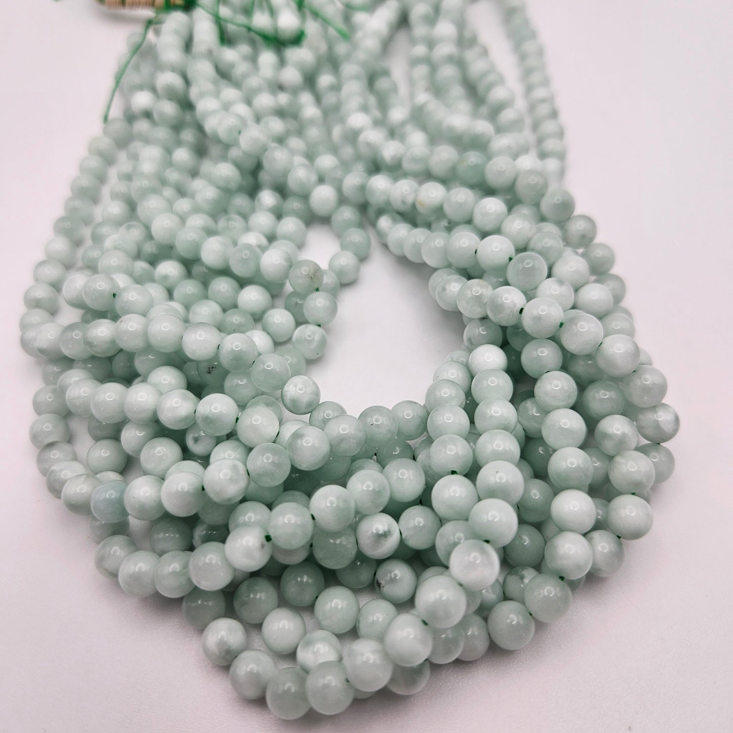 6mm Green Angelite Round Smooth.
