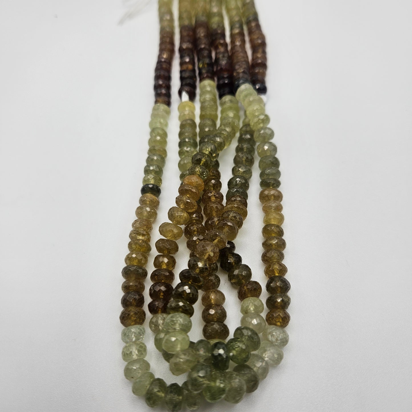 6mm Green Garnet Rondelle Faceted Bead Strand.