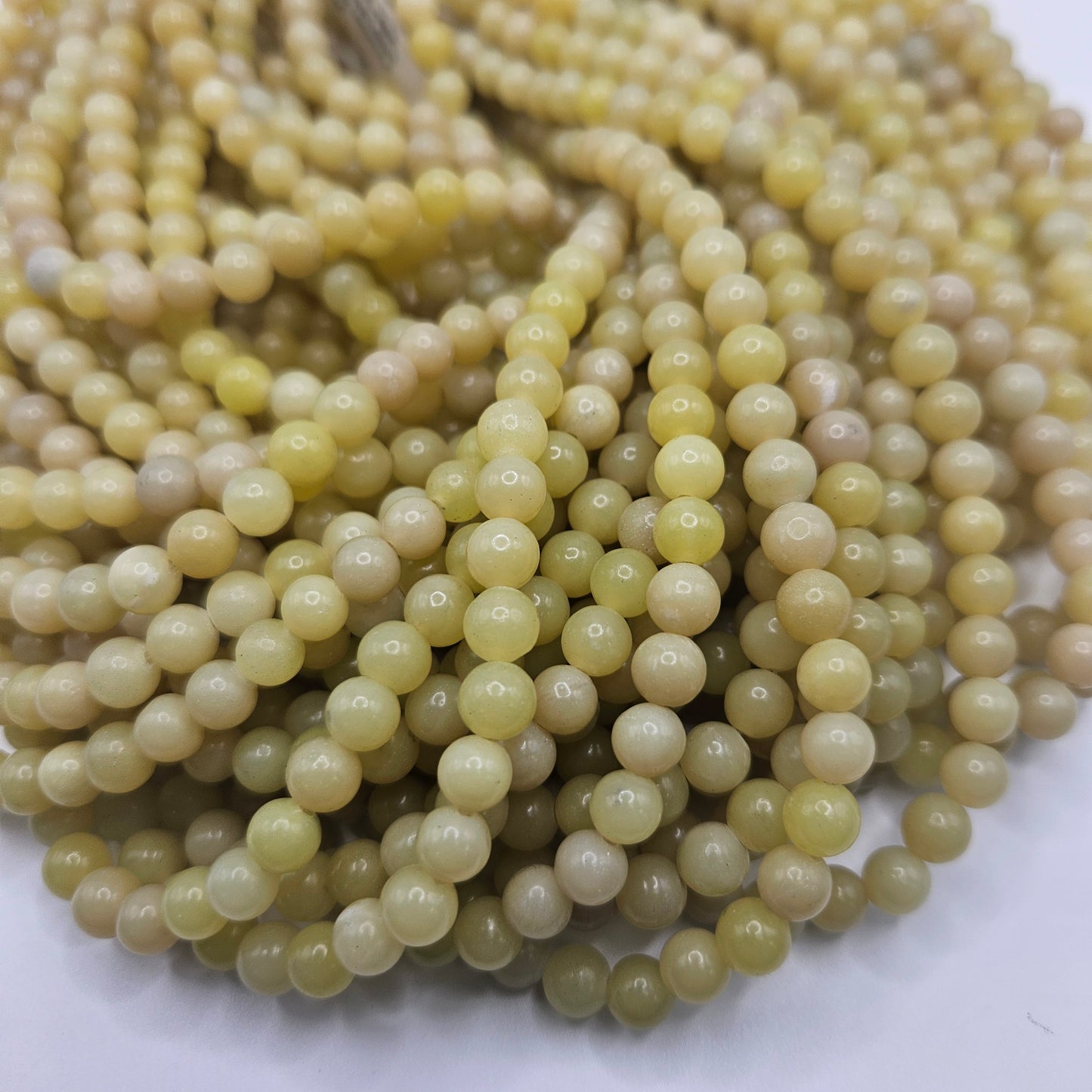 6mm Olive Jade Round Bead Strand.