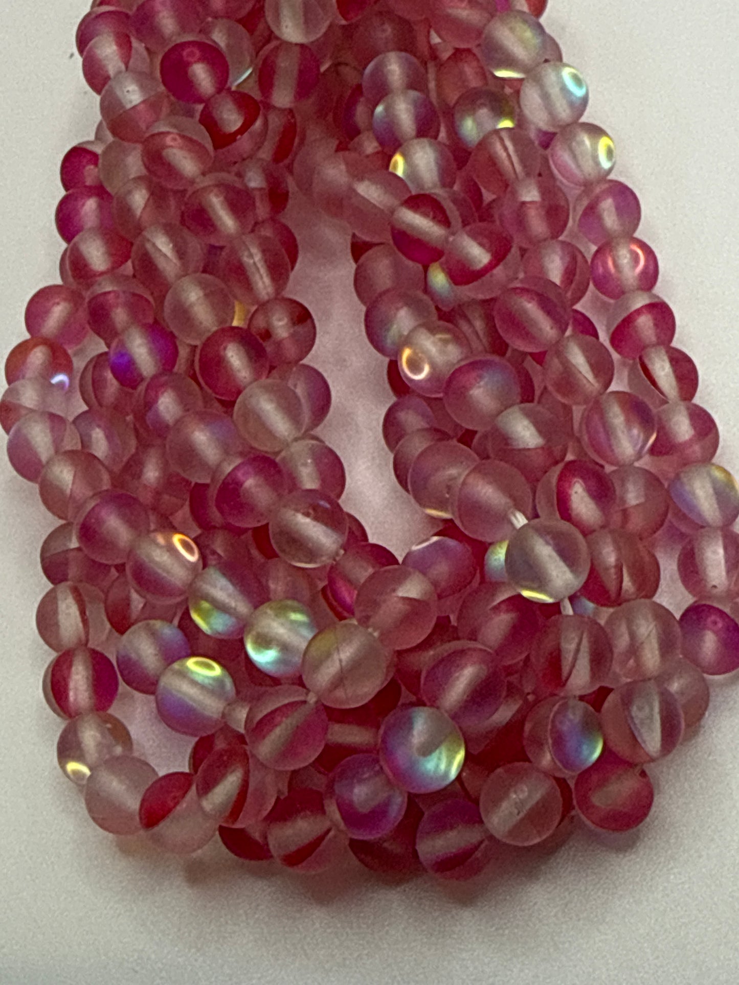 6mm Pink Matte Mermaid Glass.