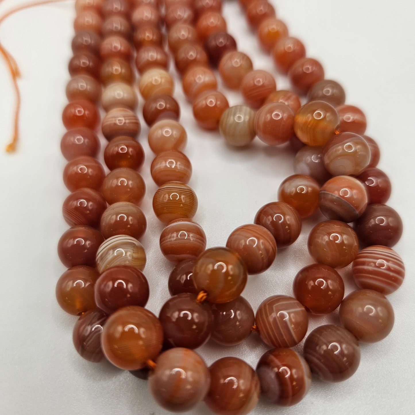 6mm Red Botswana Agate Round Bead Strand.