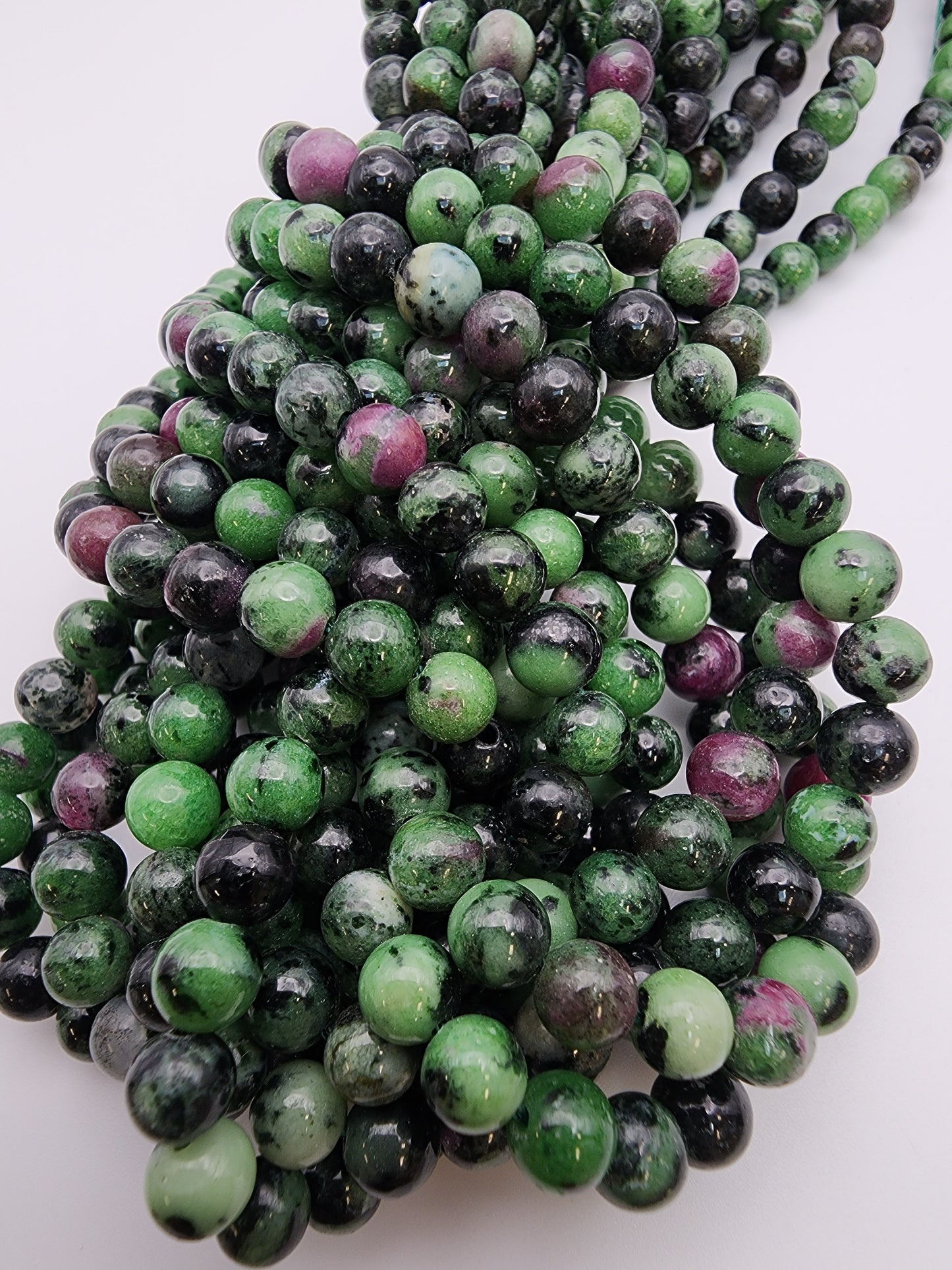 6mm Ruby Zoisite Round Bead Strand.