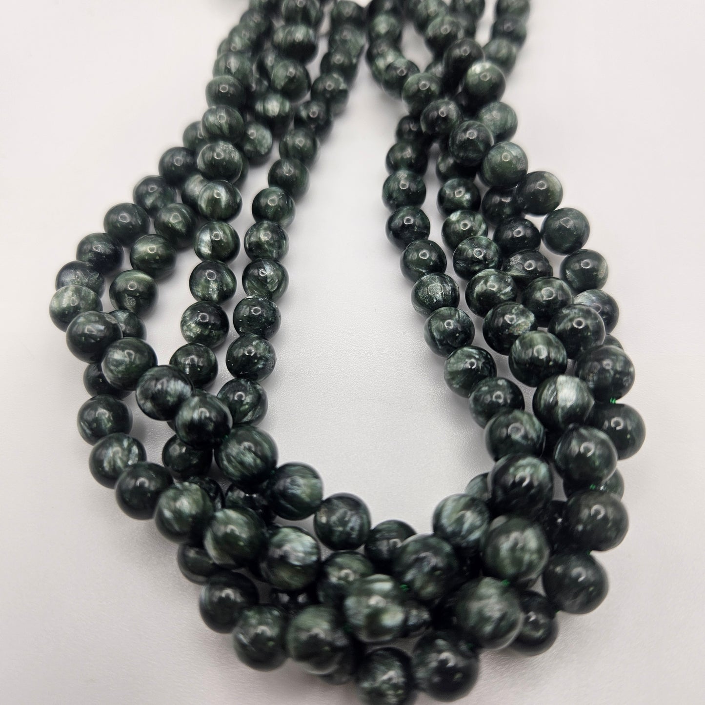 6mm Seraphinite Round Bead Strand.