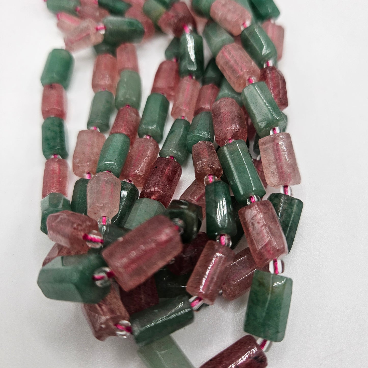 6x8mm Strawberry Quartz Aventurine Rough Barrel Beads.