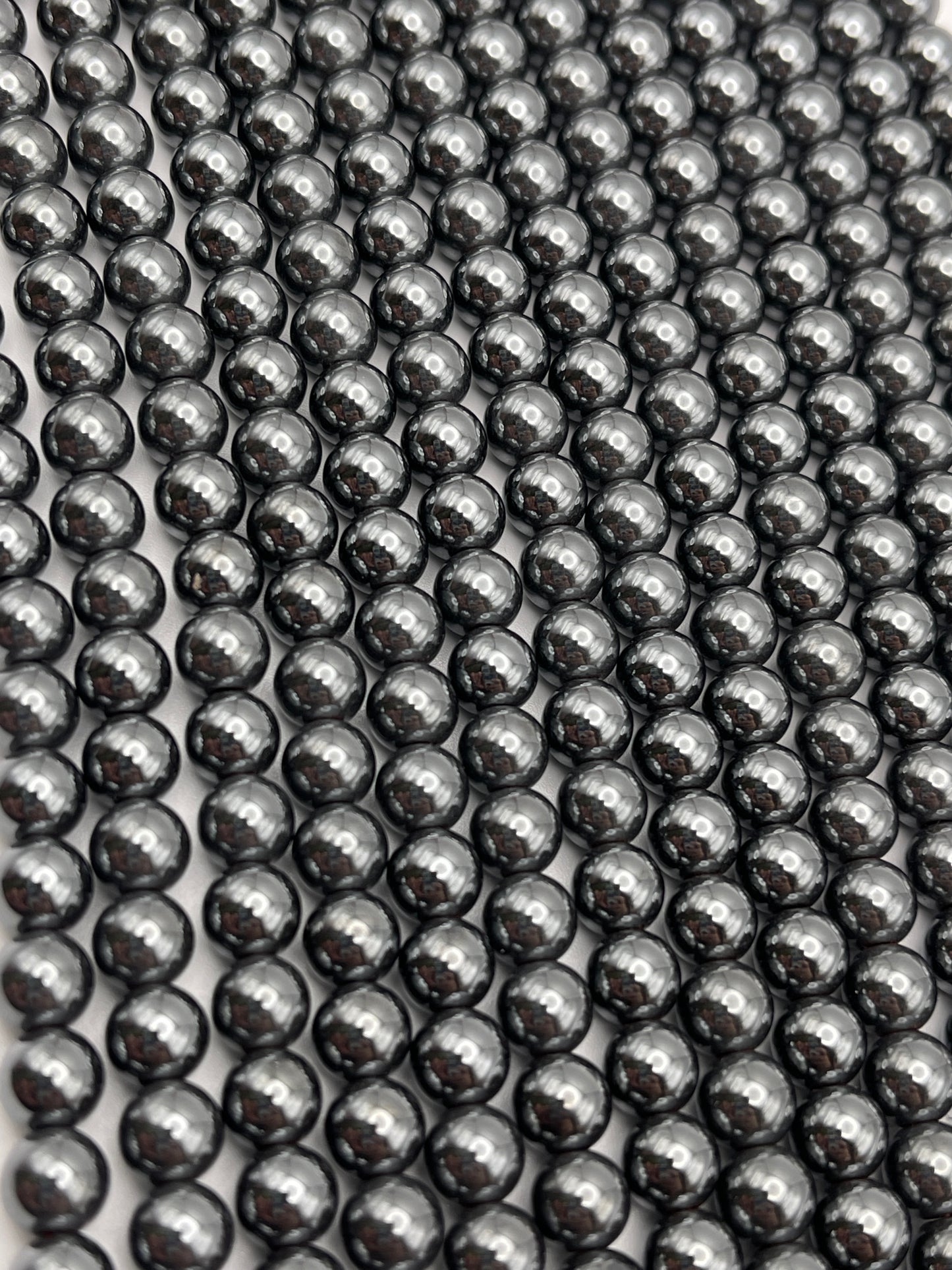 7mm Hematite Round Bead Strand.