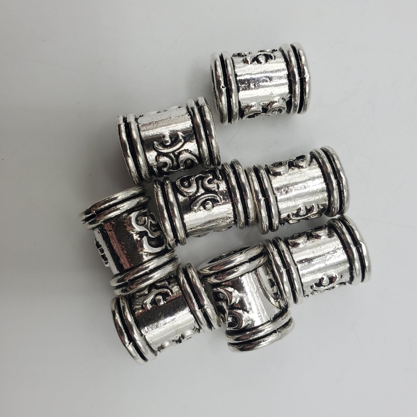 7mm Pewter Sanskrit Tube Bead, 12mmL.