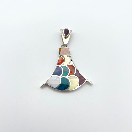 Peruvian Stone Inlay Pendant Sterling Silver
