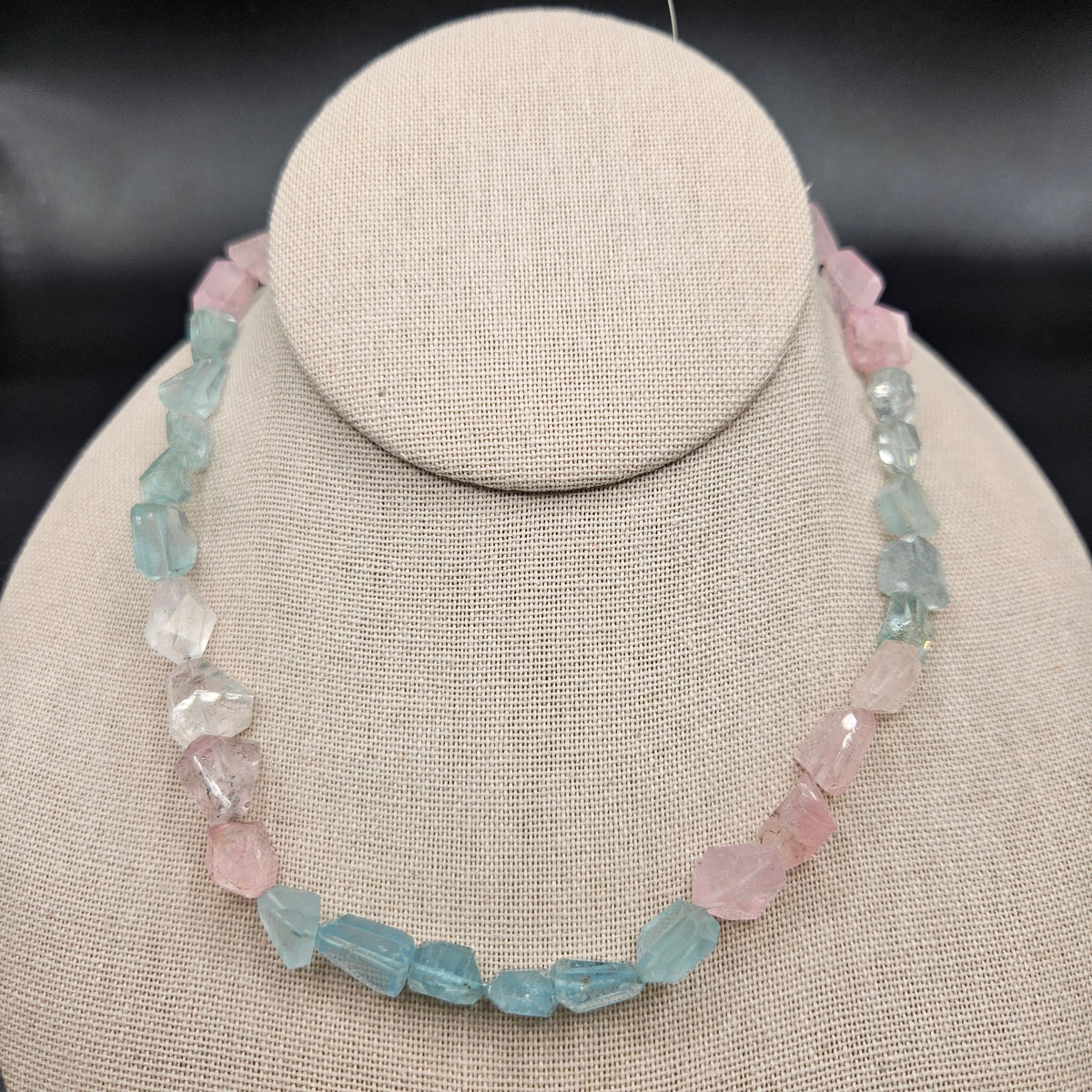 8mm-10mm Faceted Morganite Chunk Bead Strand.