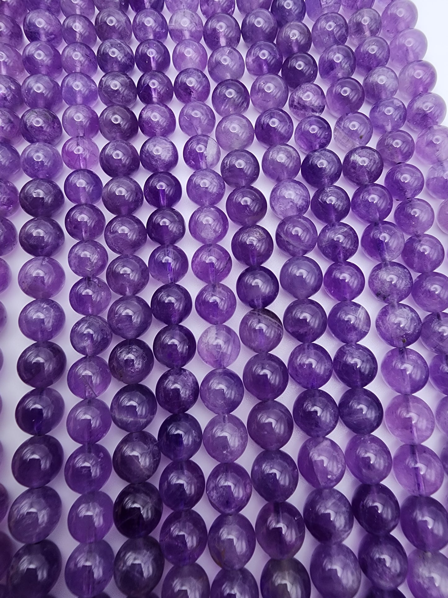 8mm Amethyst Round Bead Strand.