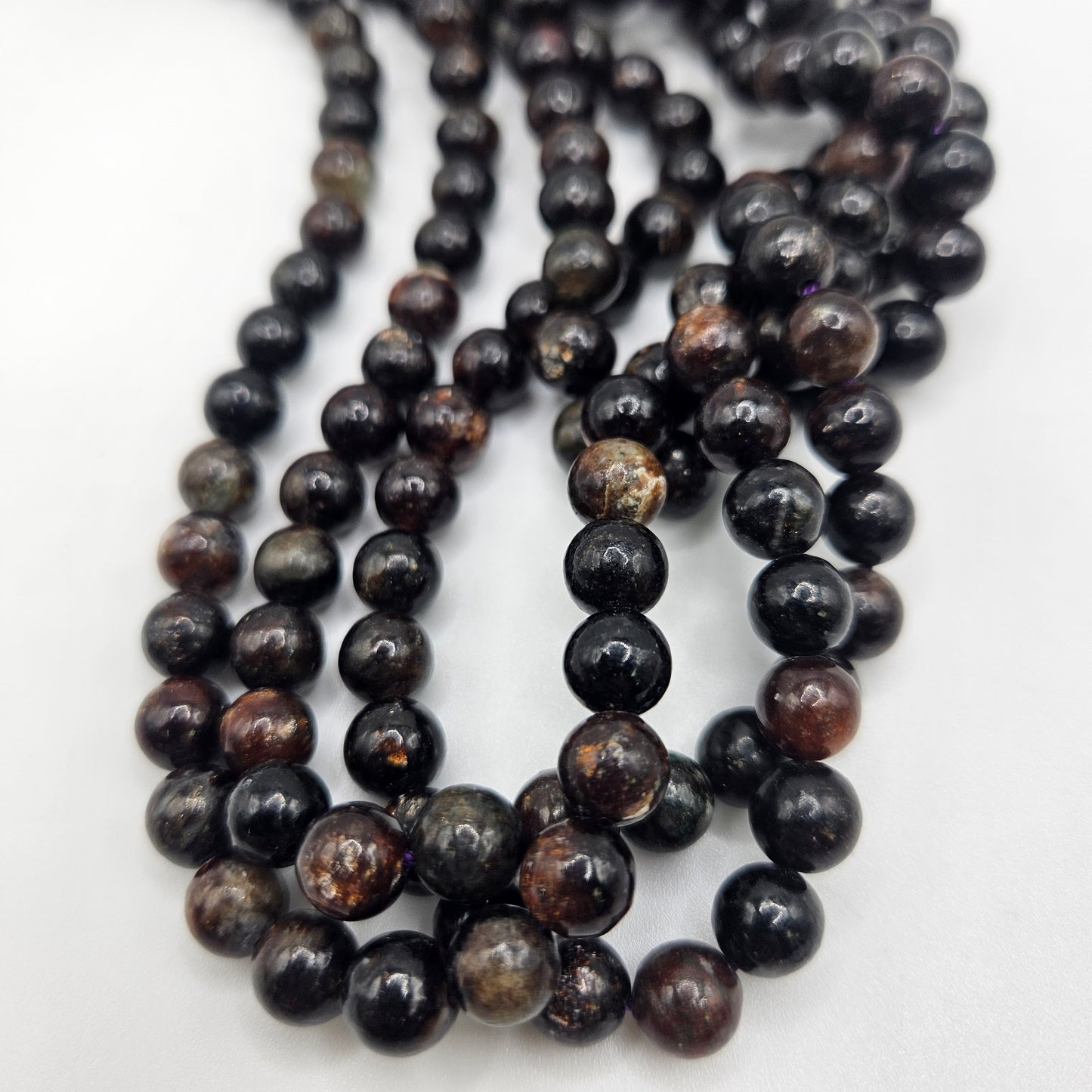 8mm Black Sunstone Bead Strand.