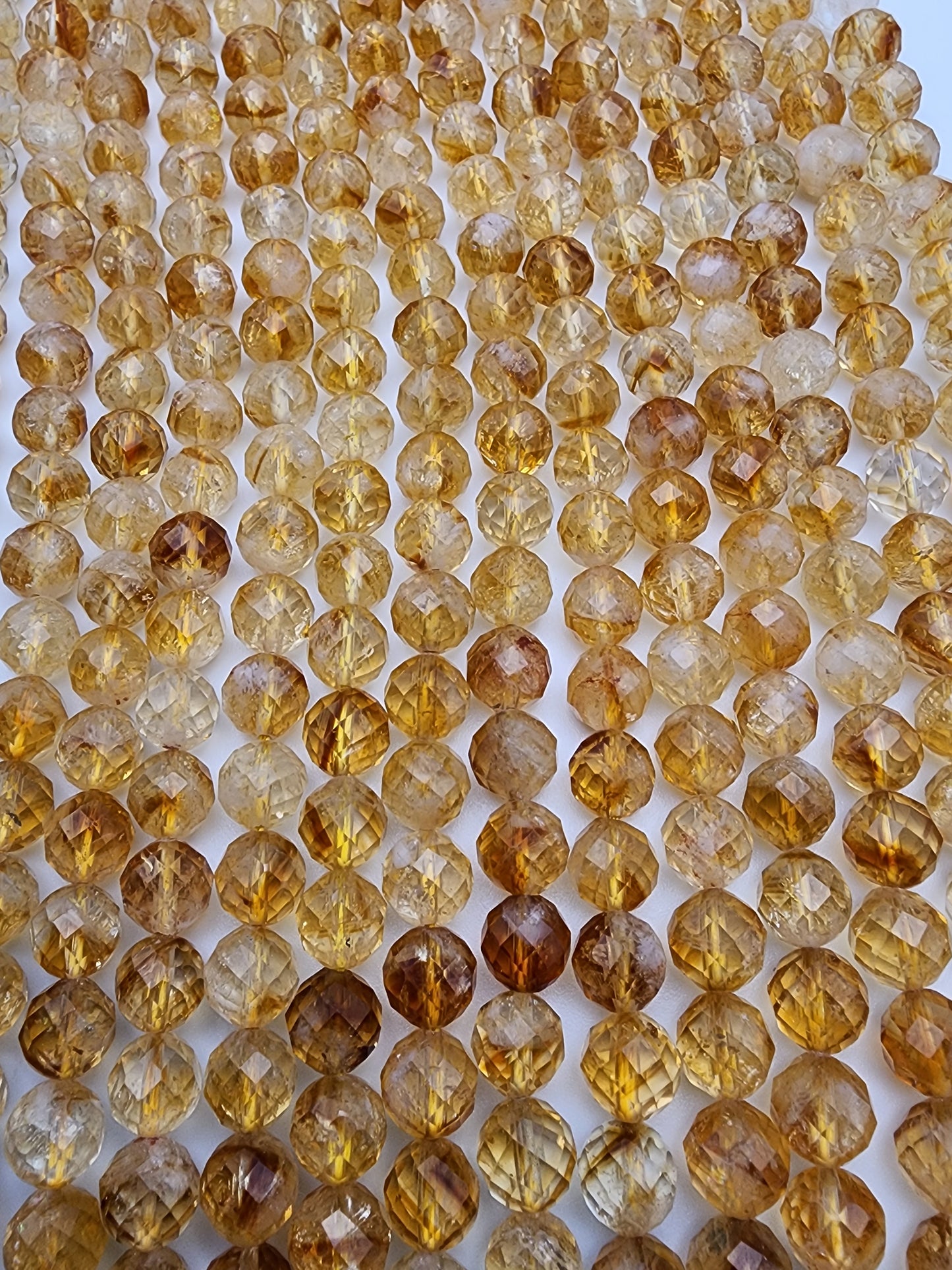 8mm Citrine Faceted Bead Strand.