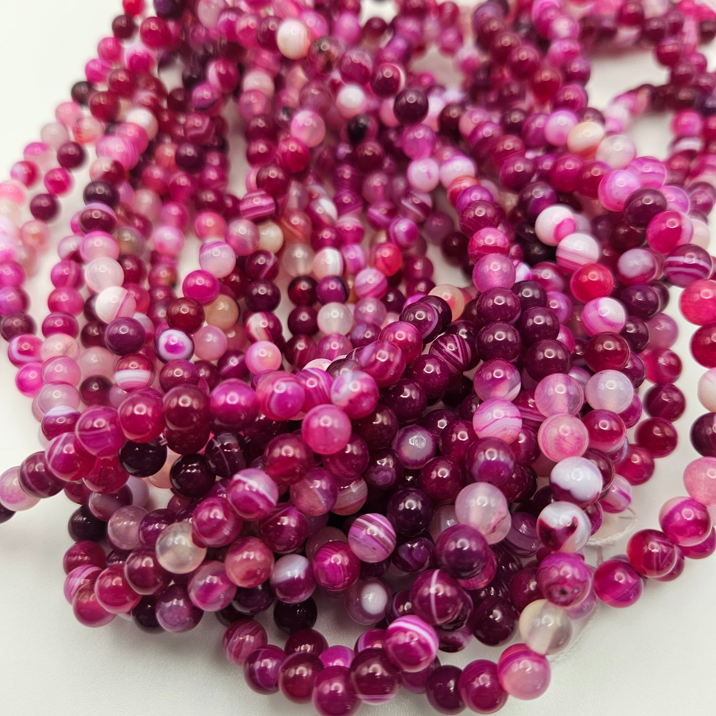 8mm Dyed Pink Agate Round Smooth.