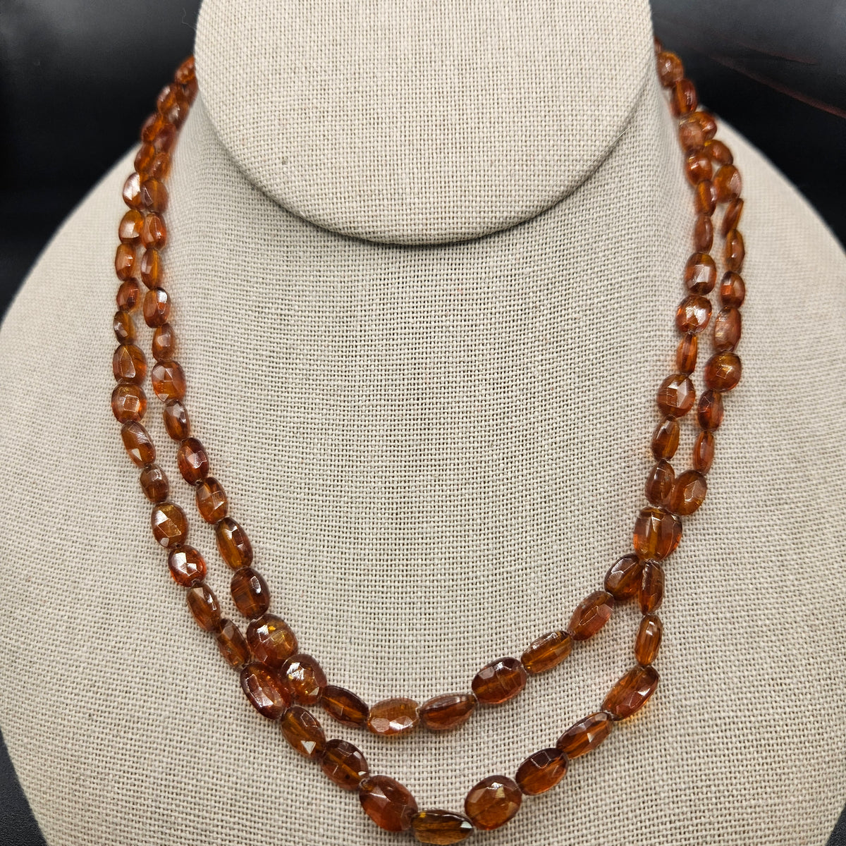 8mm Faceted Orange Kyanite Oval Bead Strand.