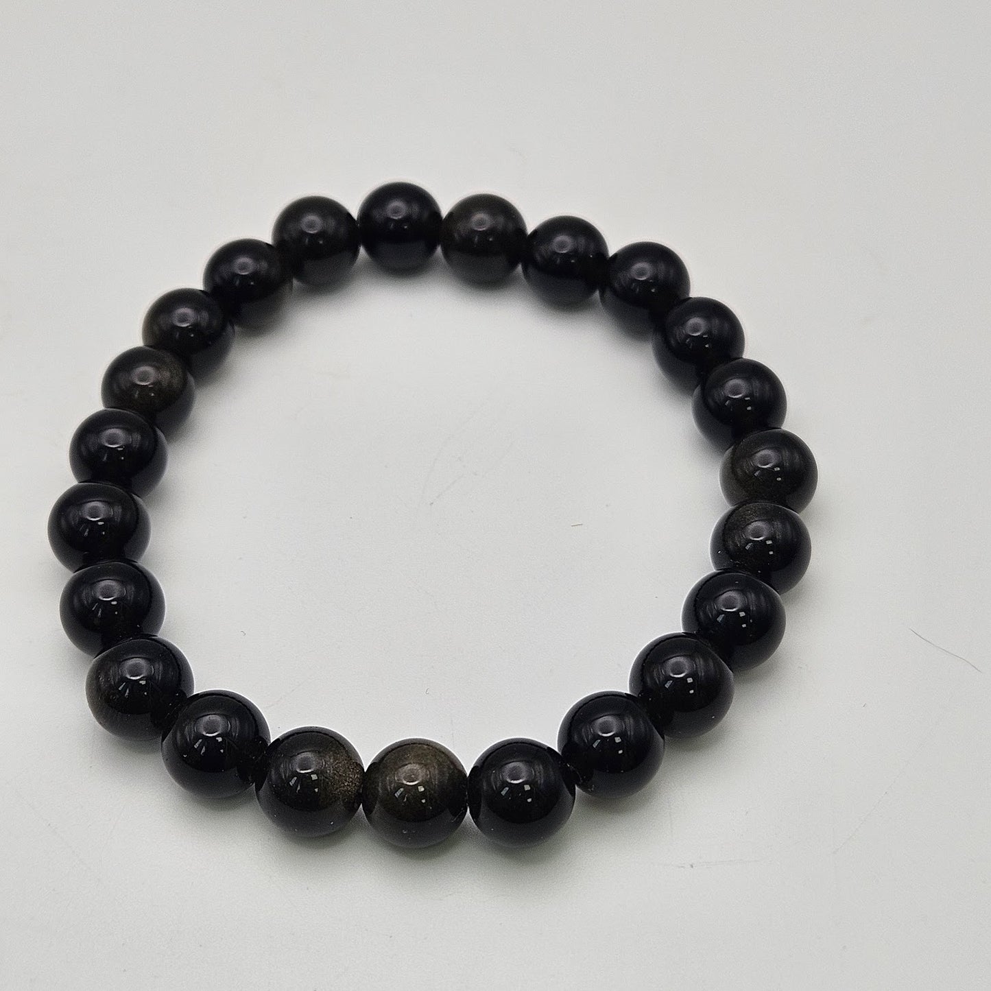8mm Gold Obsidian Stretch Bracelet.