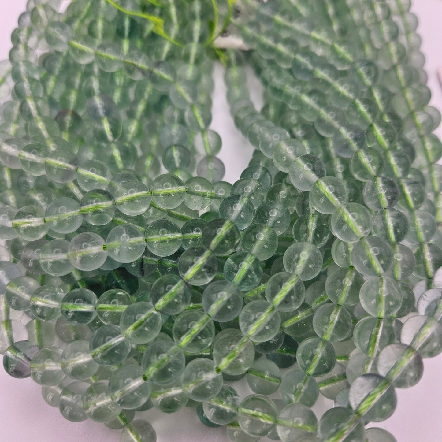 8mm Green Fluorite Bead Strand.