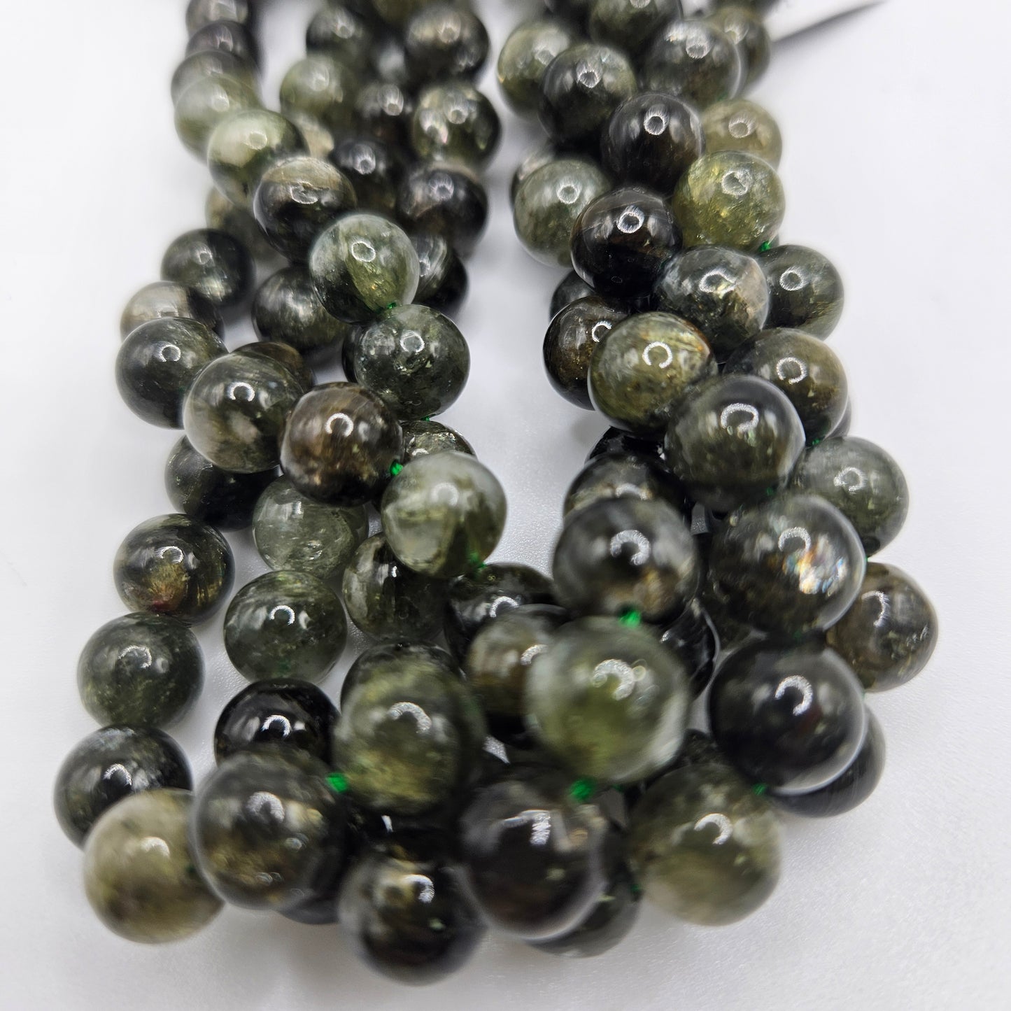 8mm Green Lepidolite Round Bead Strand.