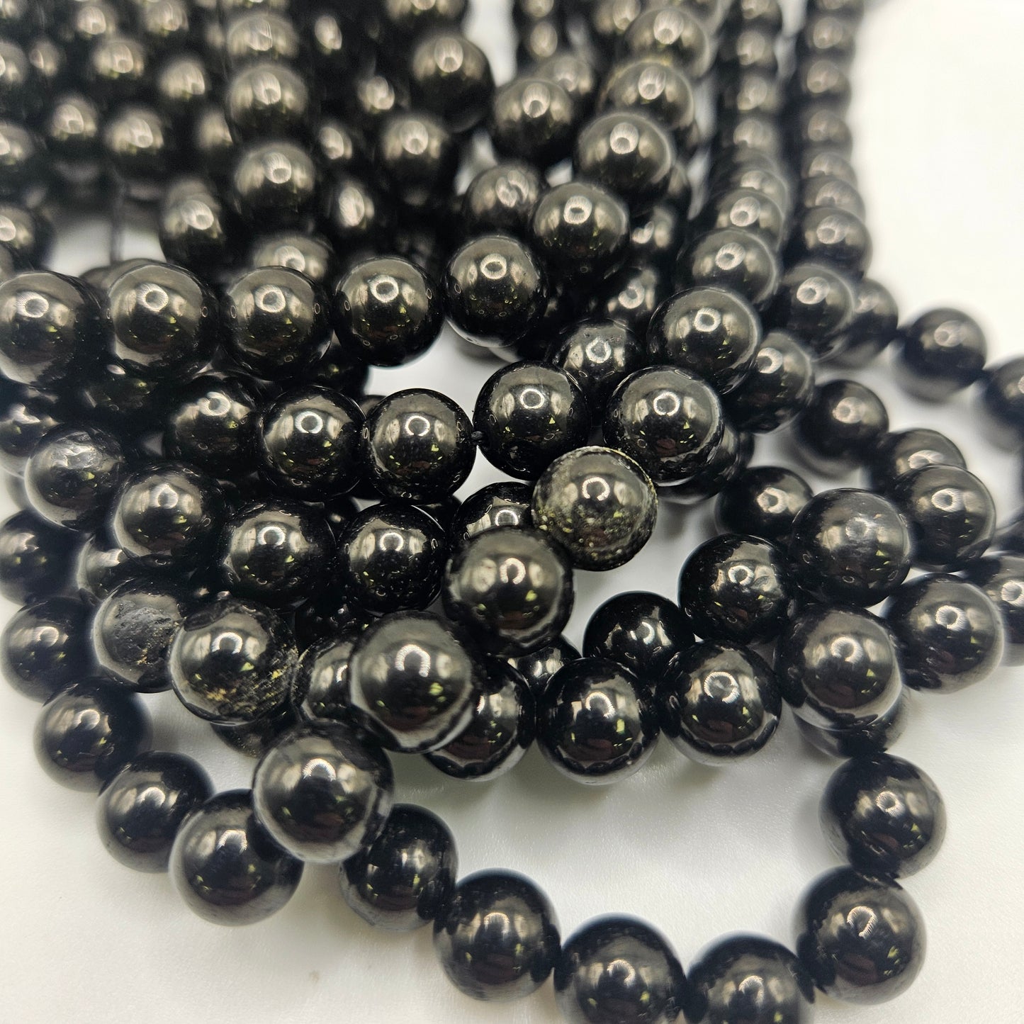 8mm Jet Round Bead Strand.