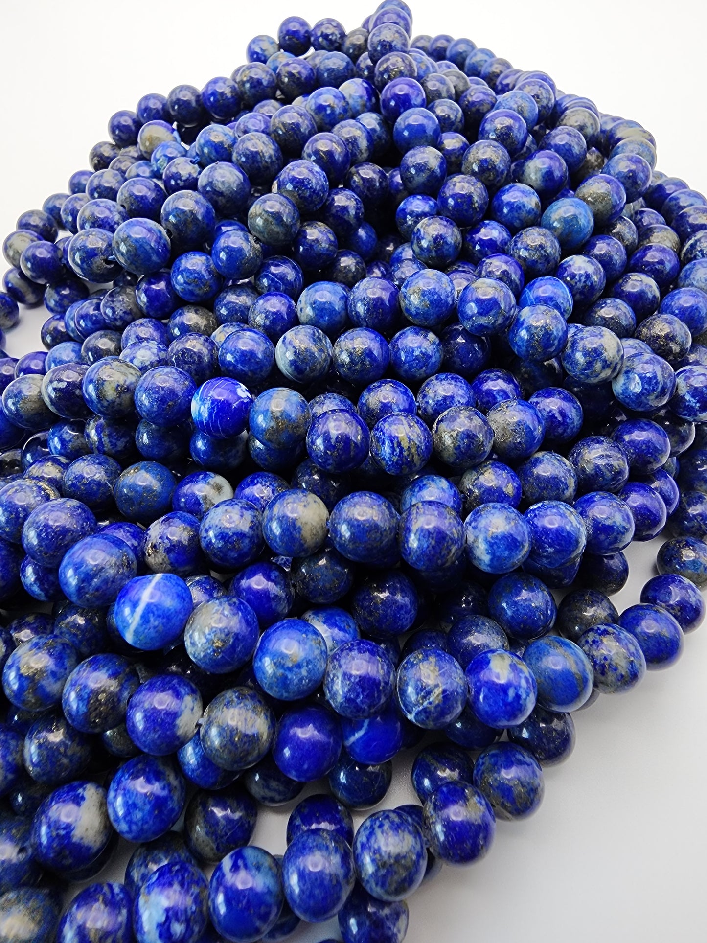 8mm Lapis Lazuli Round Bead Strand.