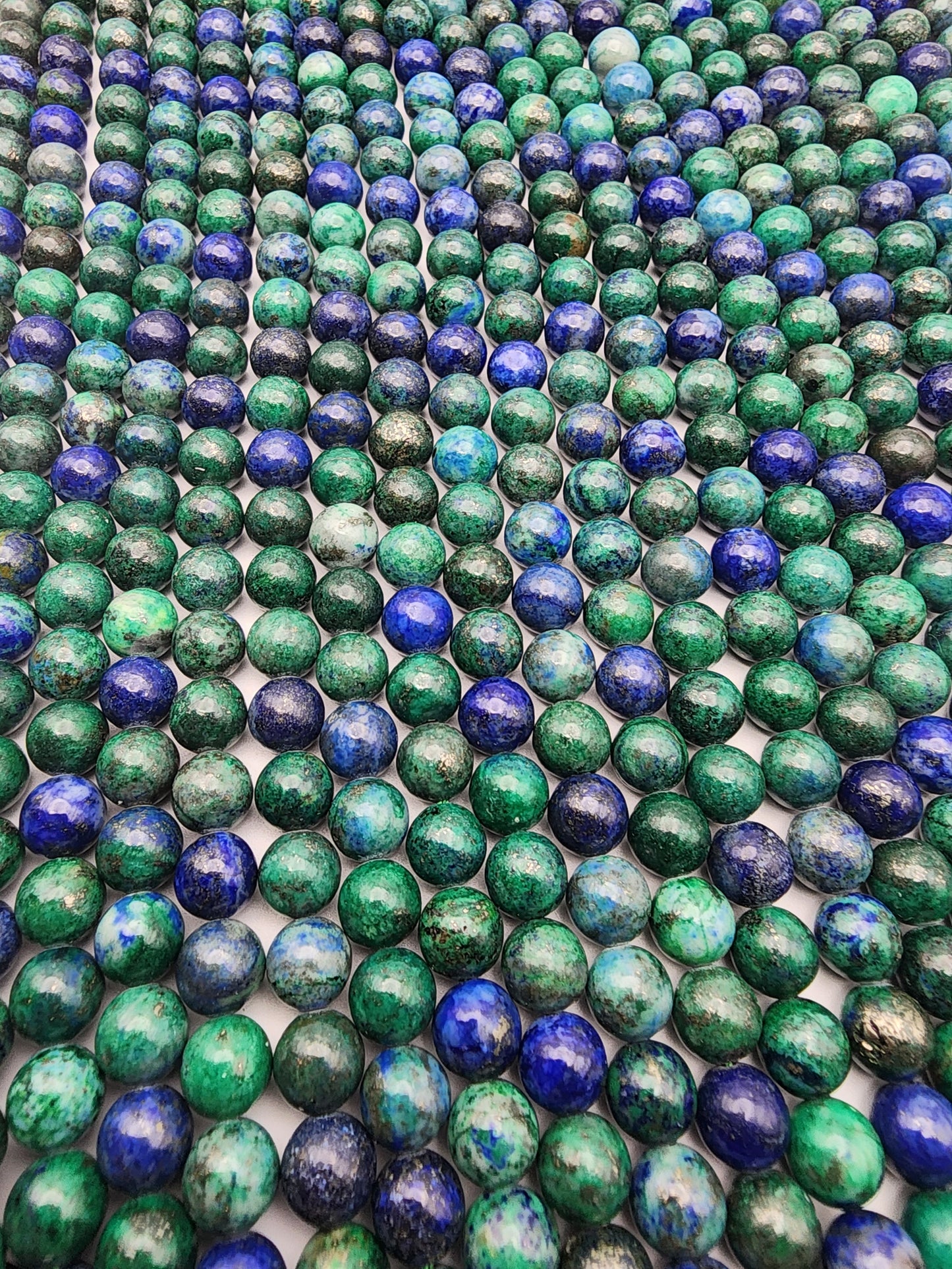 8mm Malachite Azurite Bead Strand.