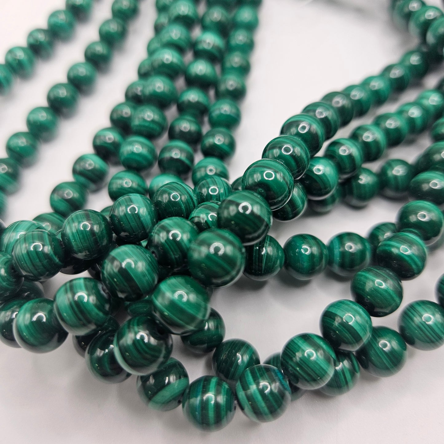 8mm Malachite Round Bead Strand.