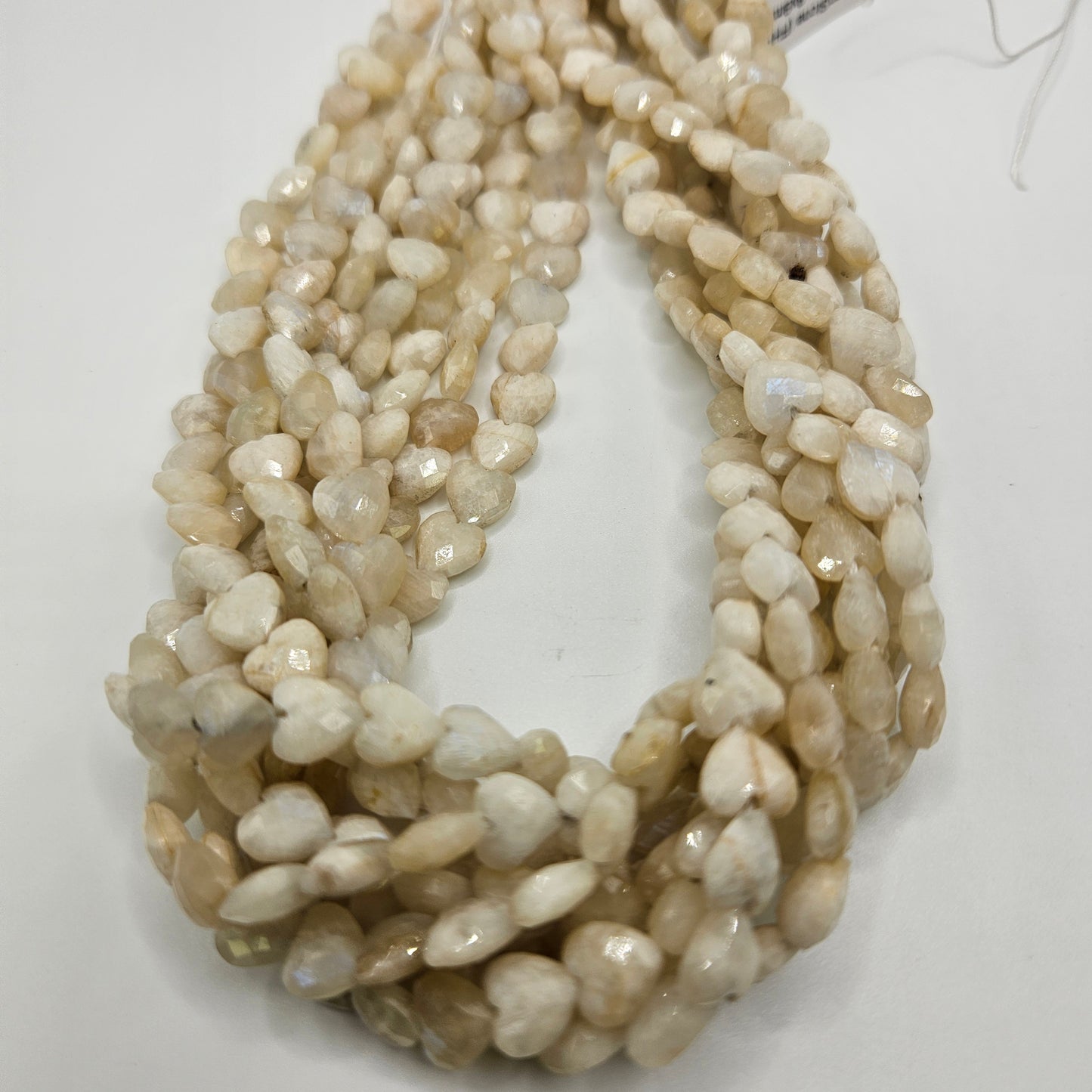8mm Moonstone Faceted Heart Bead Strand.