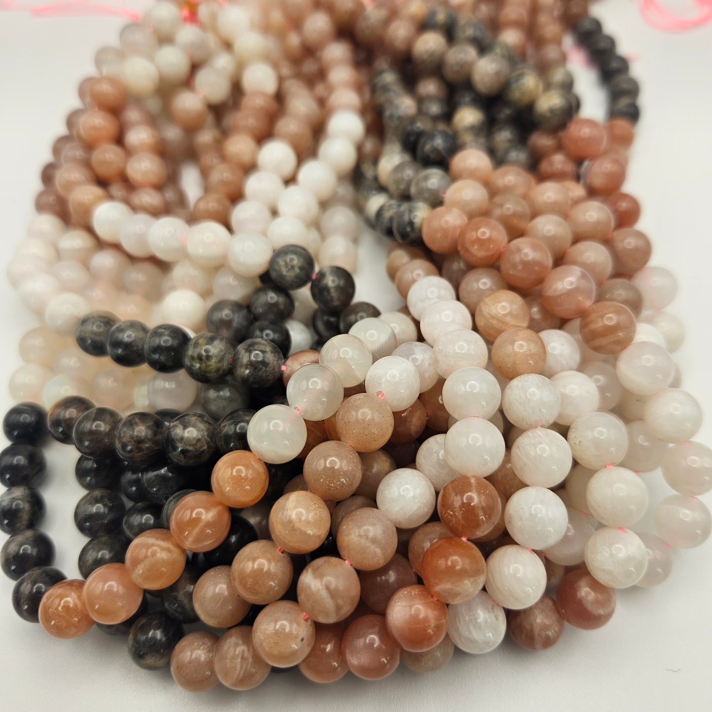 8mm Multi Colored Moonstone Round Bead Strand.