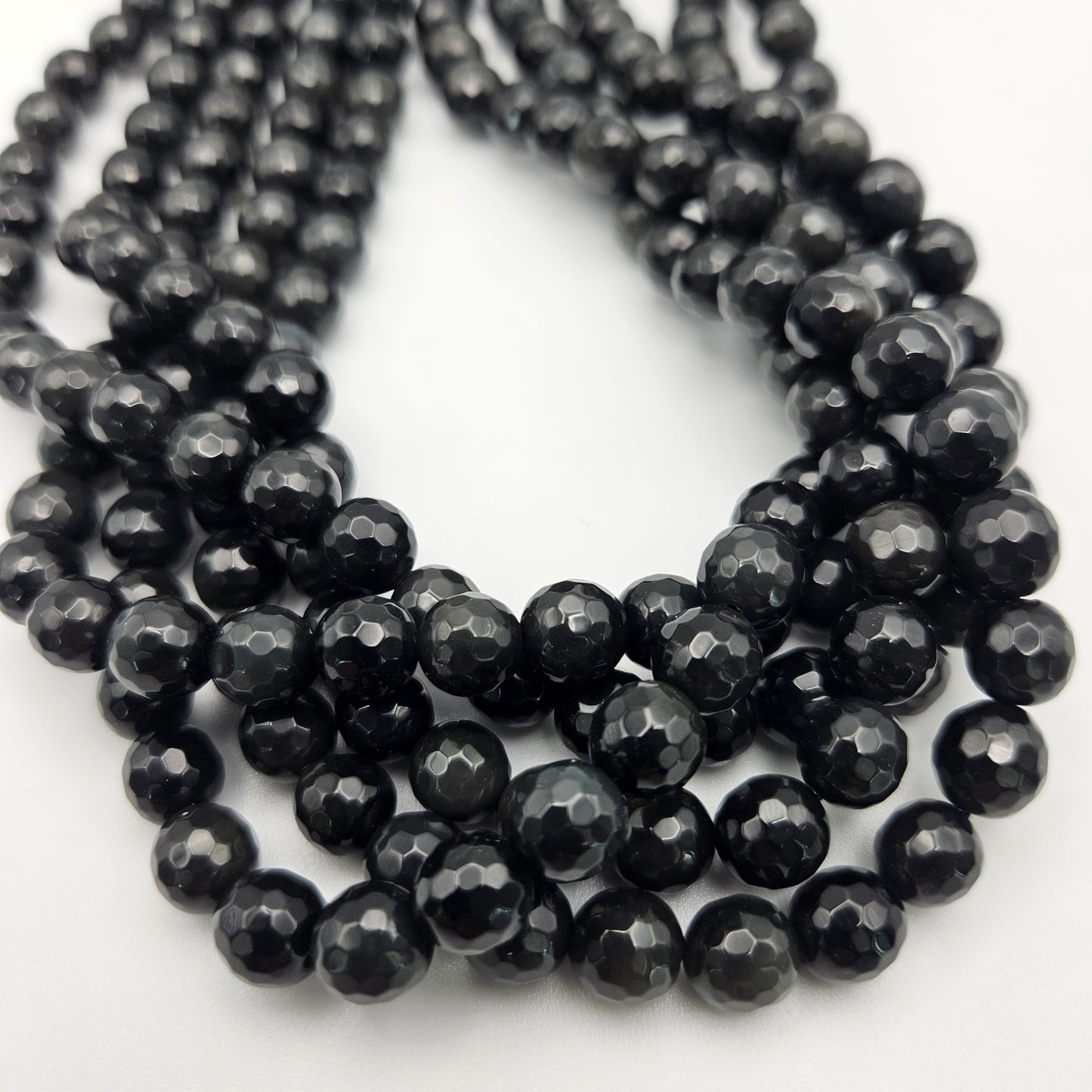 8mm Obsidian Round Faceted.